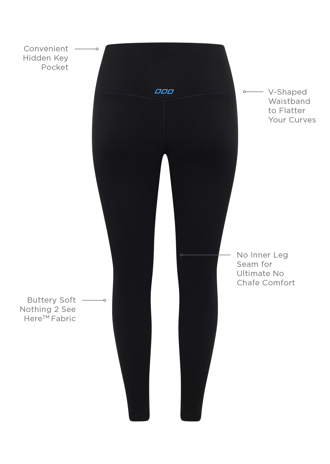 Lorna Jane Lotus No Chafe Ankle Biter Leggings - Black/Cornflower