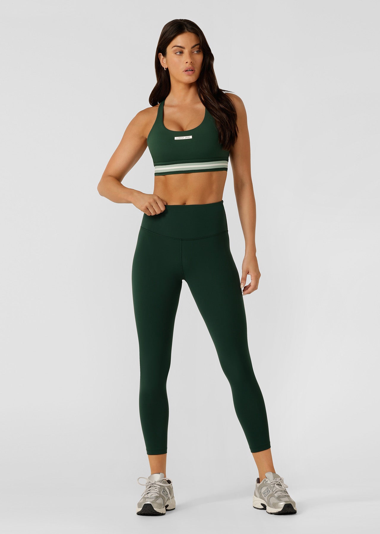 Lorna Jane Lotus No Chafe Ankle Biter Leggings - Dark Green