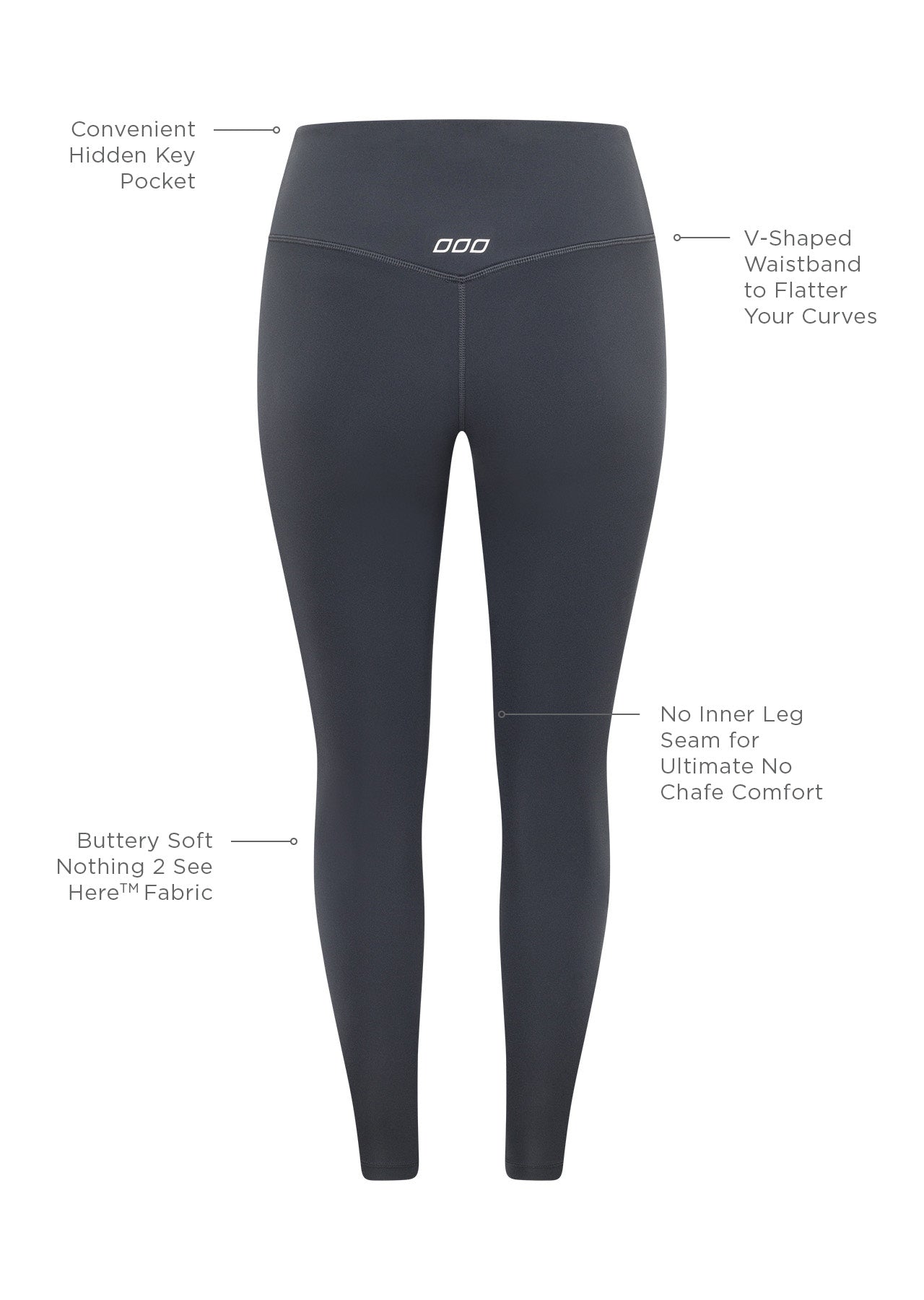 Lorna Jane Lotus No Chafe Ankle Biter Leggings - Dark Titanium