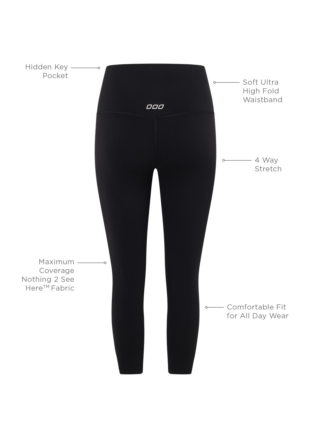 Lorna Jane Hi-Fold Lotus 7/8 Leggings - Black