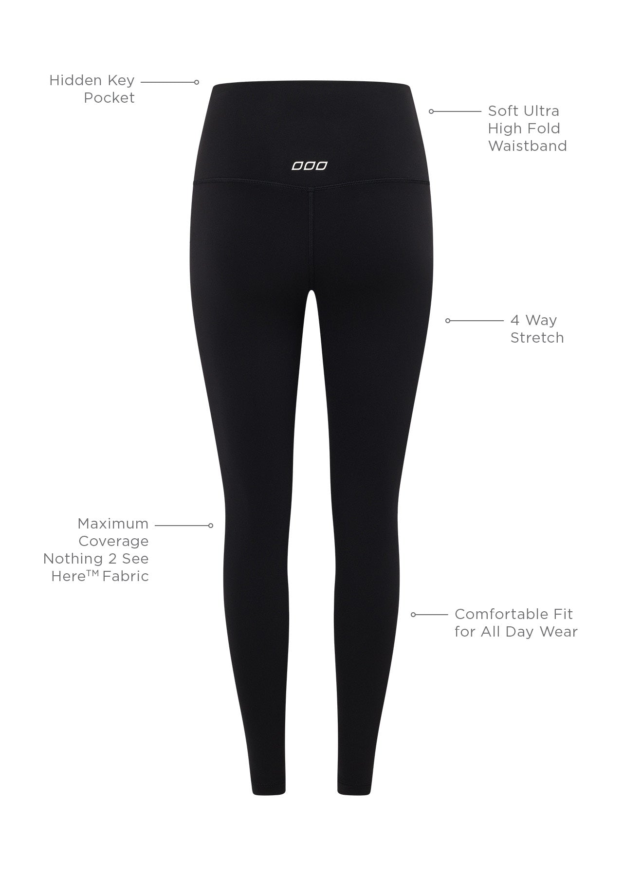 Lorna Jane Hi-Fold Lotus Ankle Biter Leggings - Black