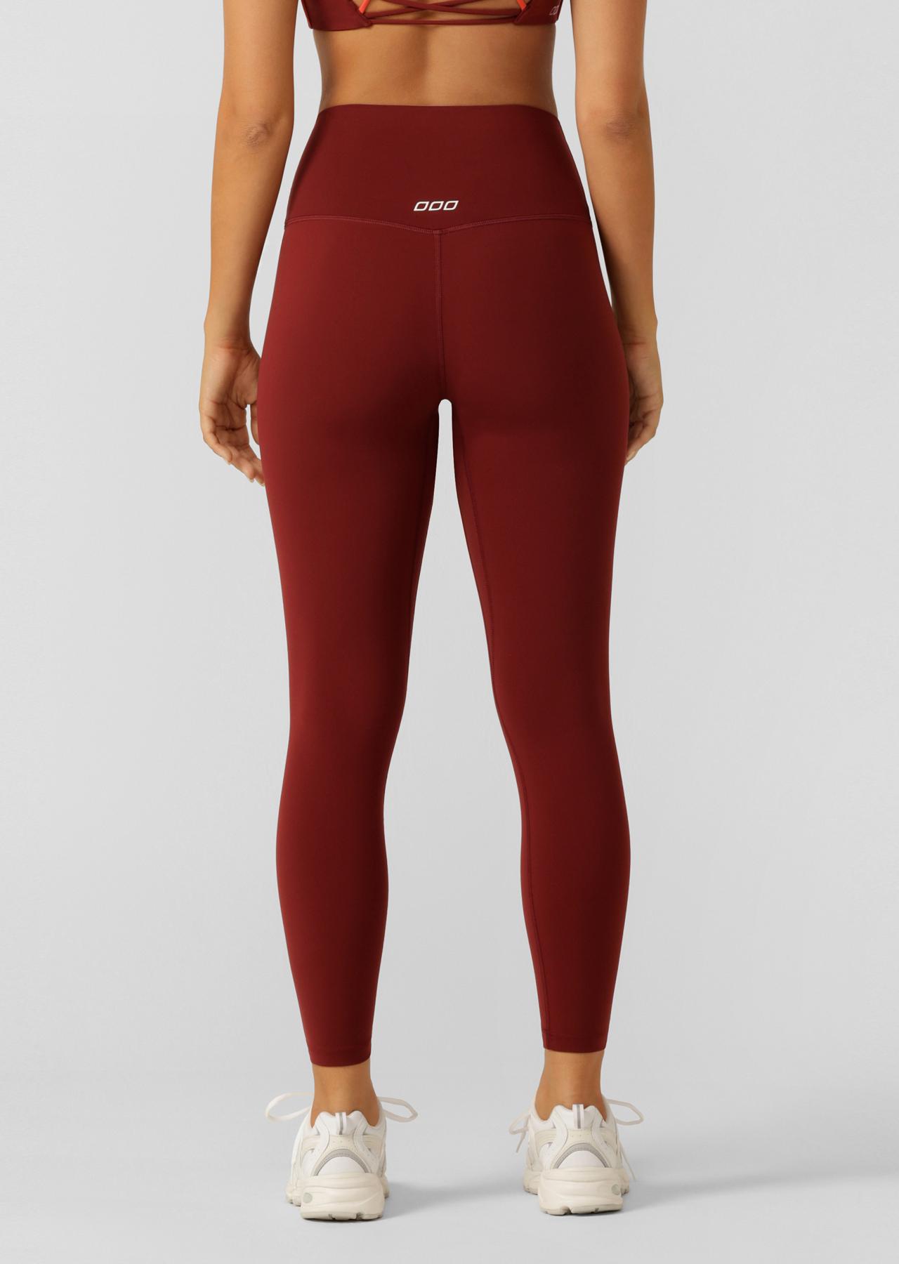 Lorna Jane Hi-Fold Lotus Ankle Biter Leggings - Merlot