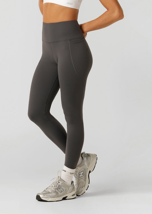 Lorna Jane Amy Thermal Phone Pocket Full Length Leggings - Titanium
