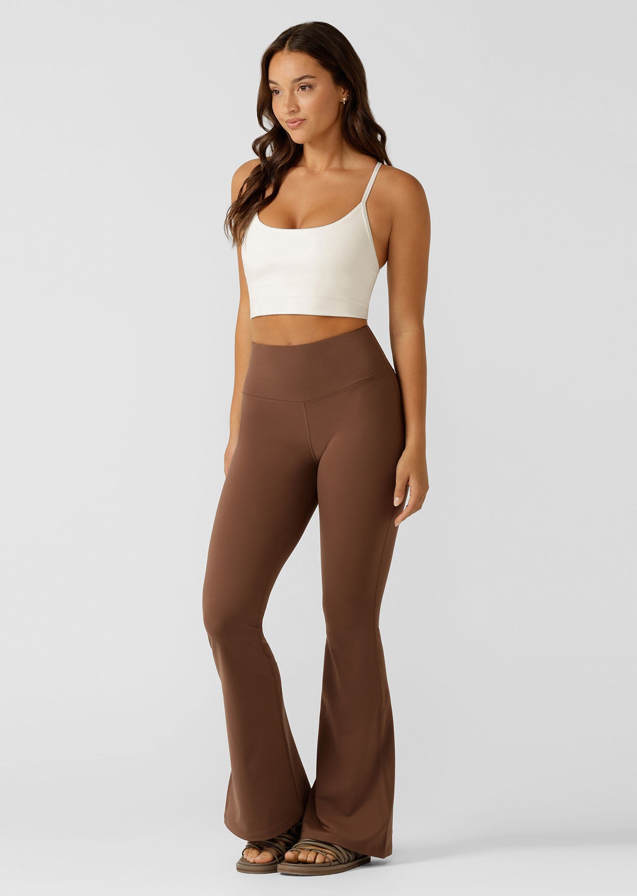 Lorna Jane Lotus Flared Leggings - Chocolate