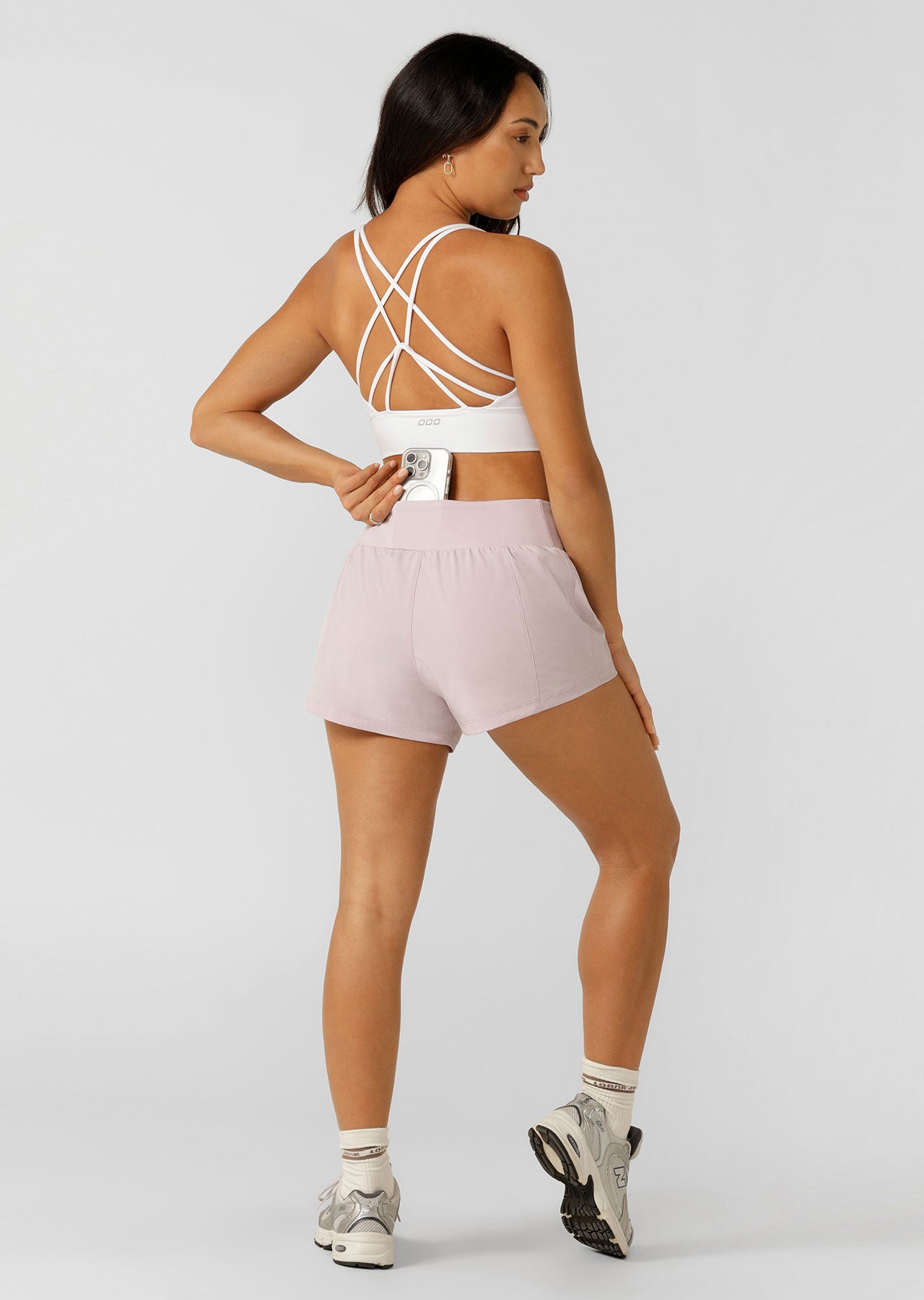 Lorna Jane Amy Stretch & Stride Pocket Run Shorts - Pale Orchid Lilac