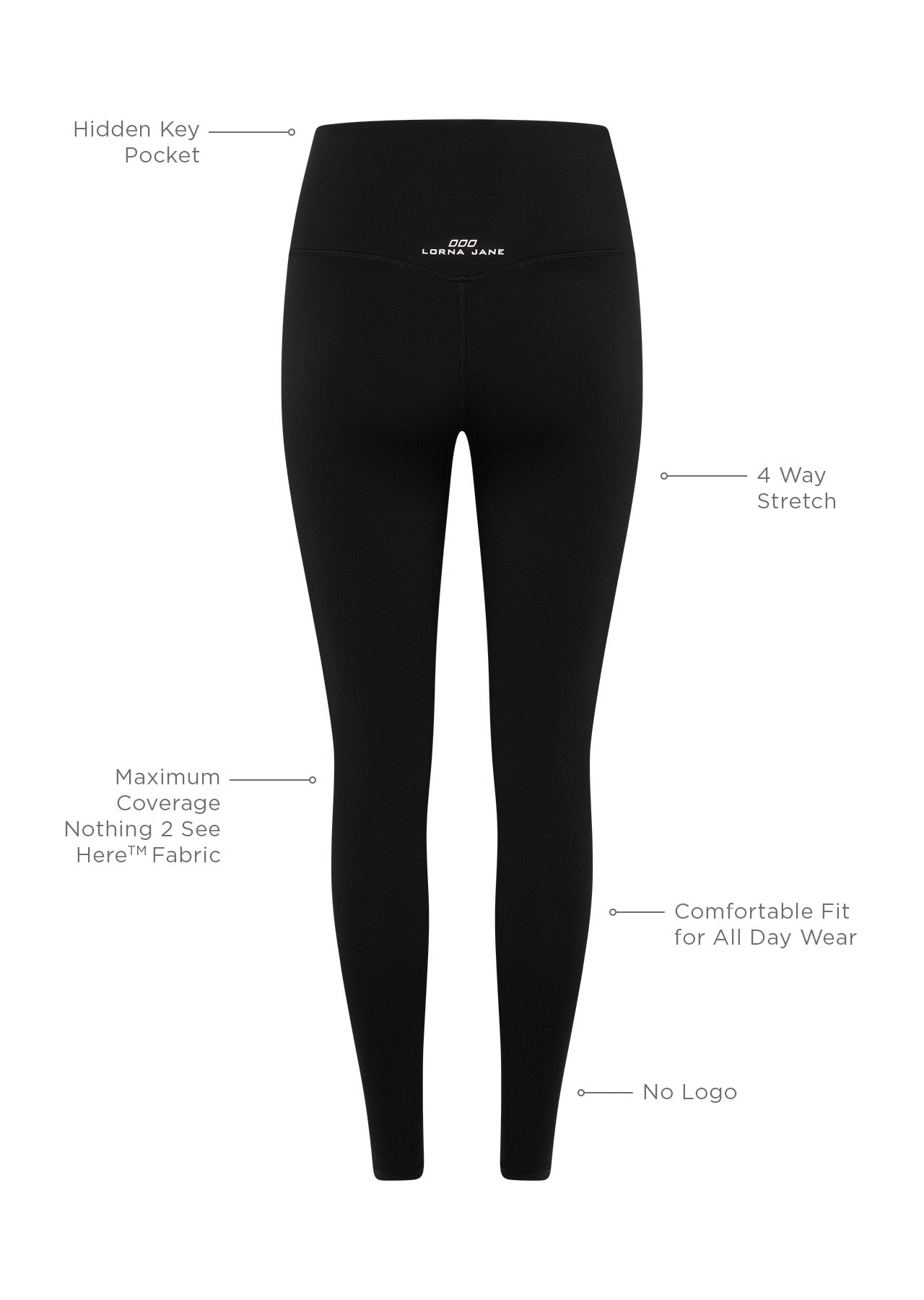 Lorna Jane Lotus Classic Ankle Biter Leggings - Black