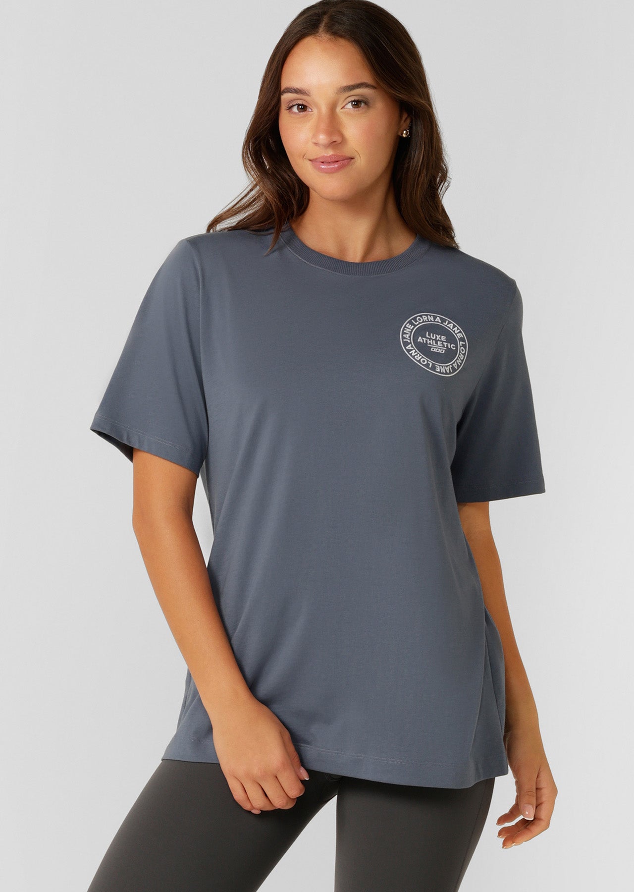 Lorna Jane Lotus Relaxed Tee - Powder Grey