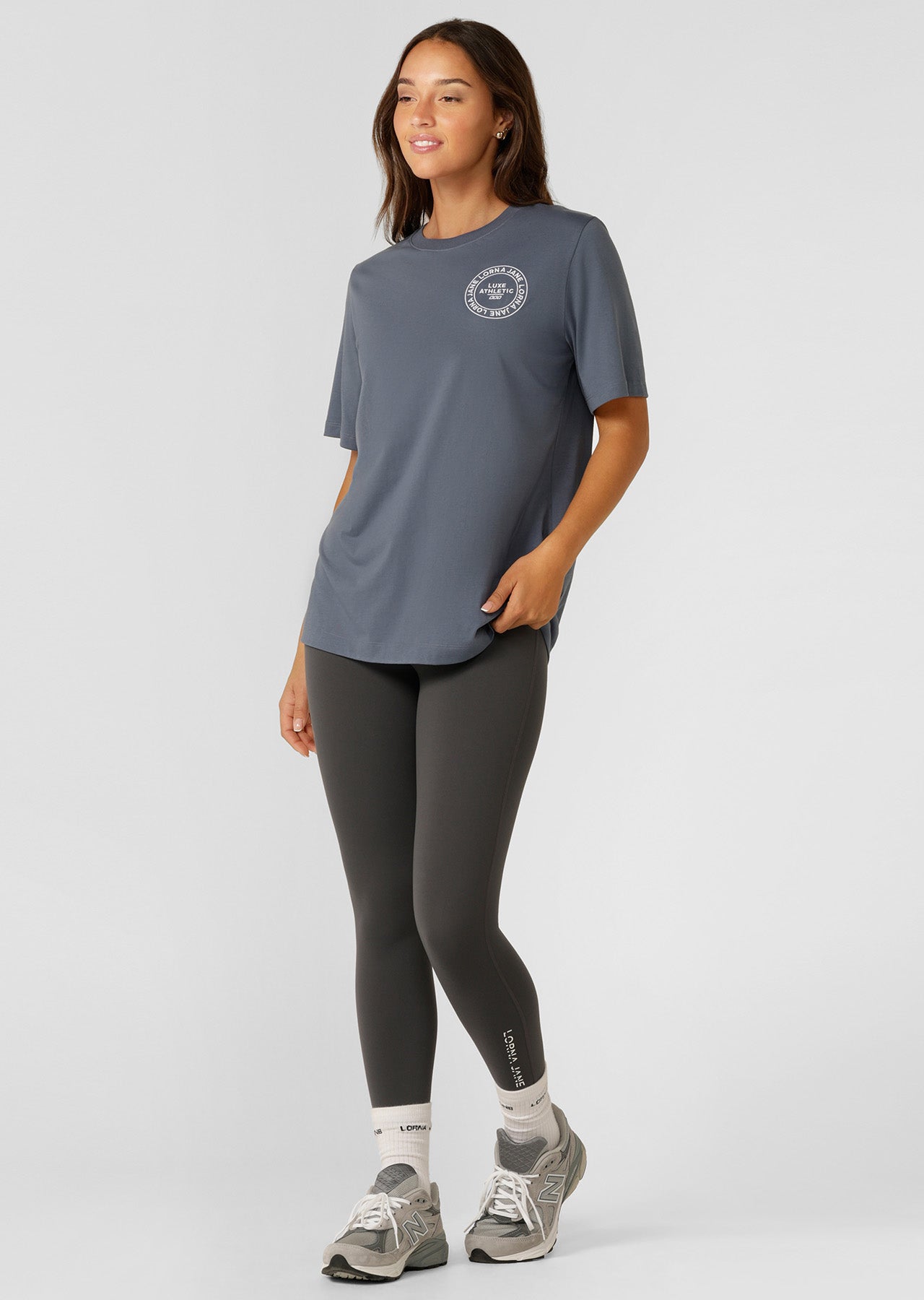Lorna Jane Lotus Relaxed Tee - Powder Grey