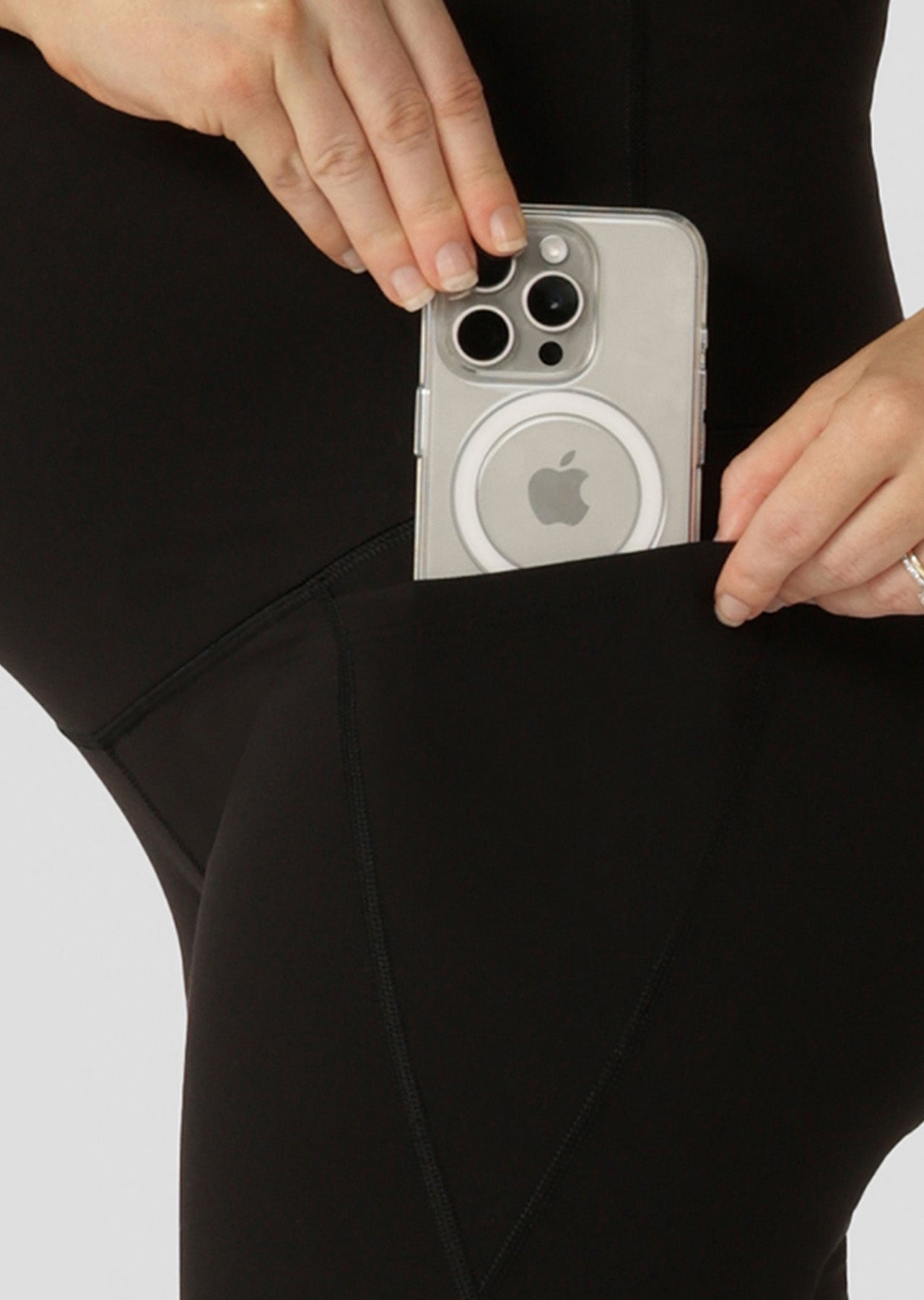 Lorna Jane LJ Maternity Phone Pocket Bike Shorts - Recycled Black