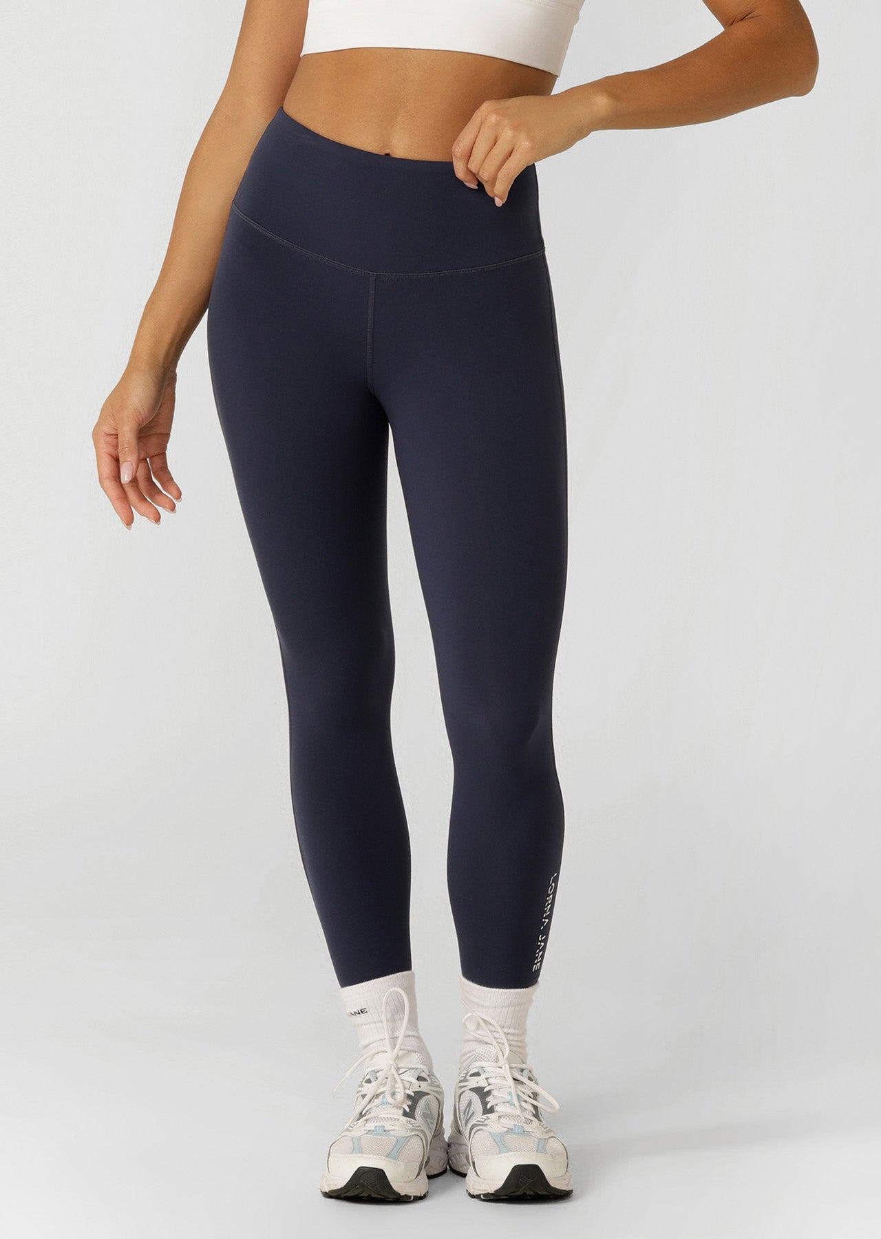Lorna Jane Lotus No Chafe Phone Pocket Ankle Biter Leggings - Dark Platinum Navy