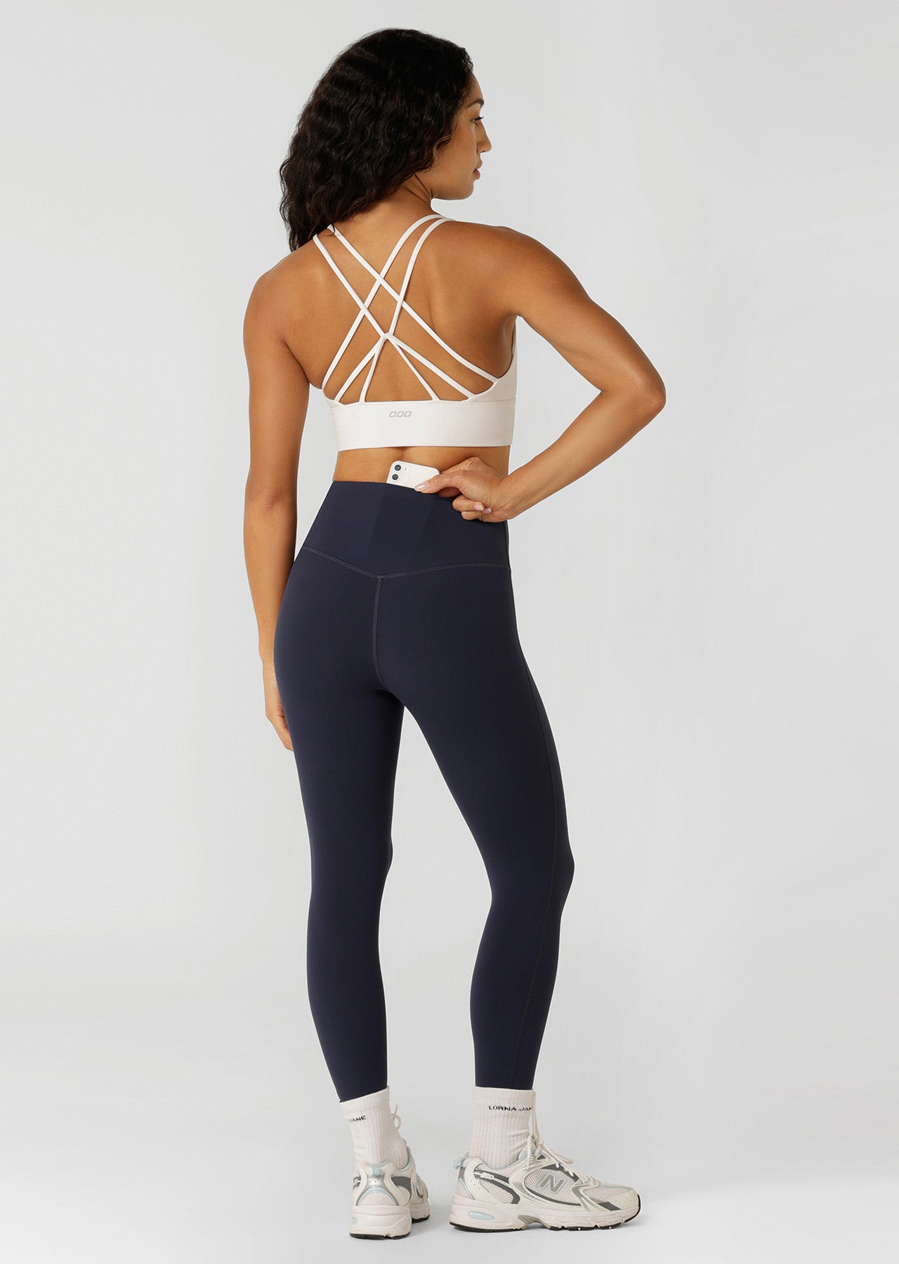 Lorna Jane Lotus No Chafe Phone Pocket Ankle Biter Leggings - Dark Platinum Navy