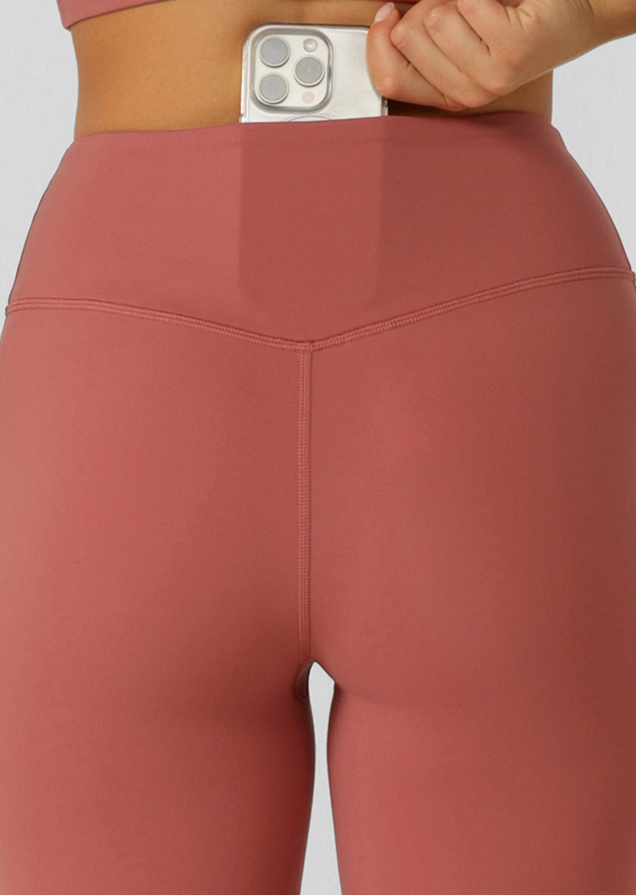 Lorna Jane Lotus No Chafe Phone Pocket Ankle Biter Leggings - Earth