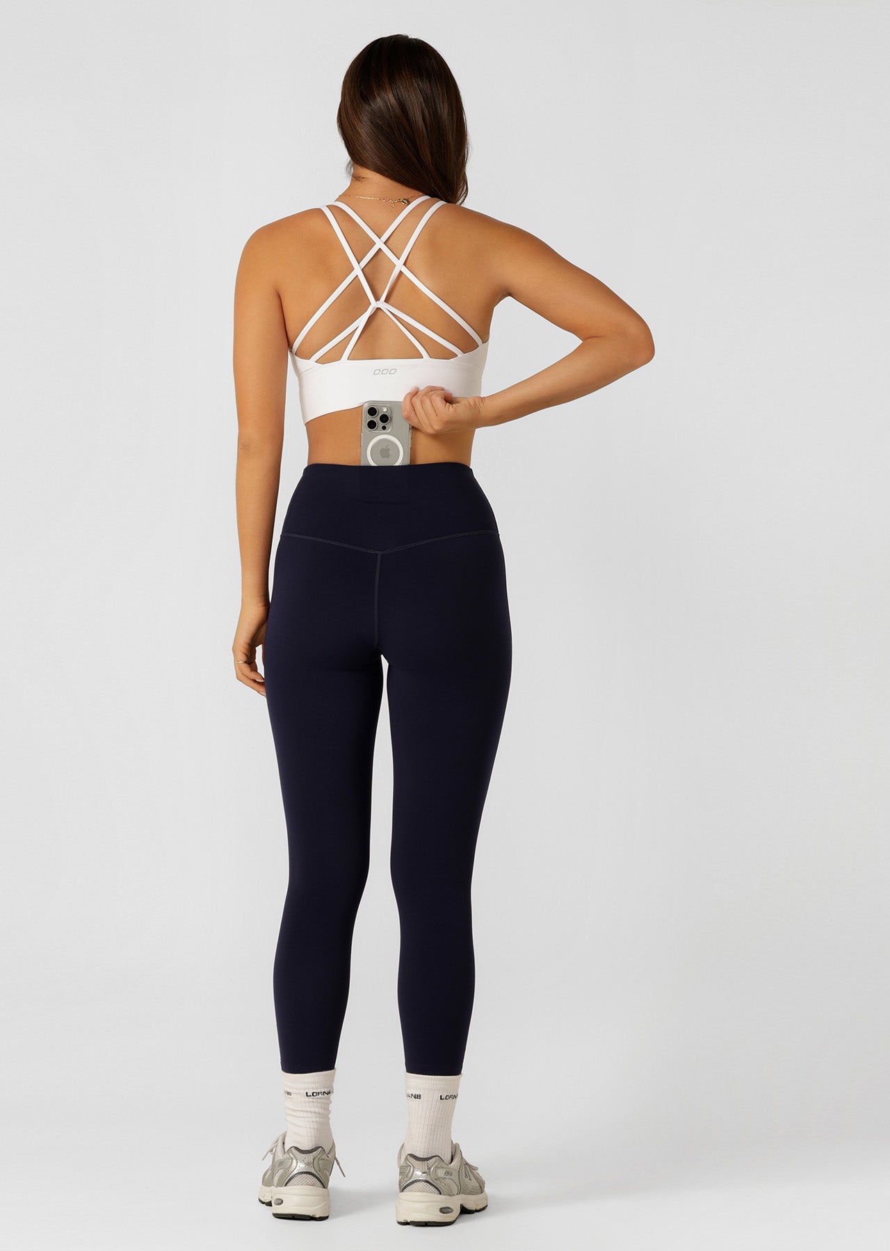 Lorna Jane Lotus No Chafe Phone Pocket Ankle Biter Leggings - French Navy