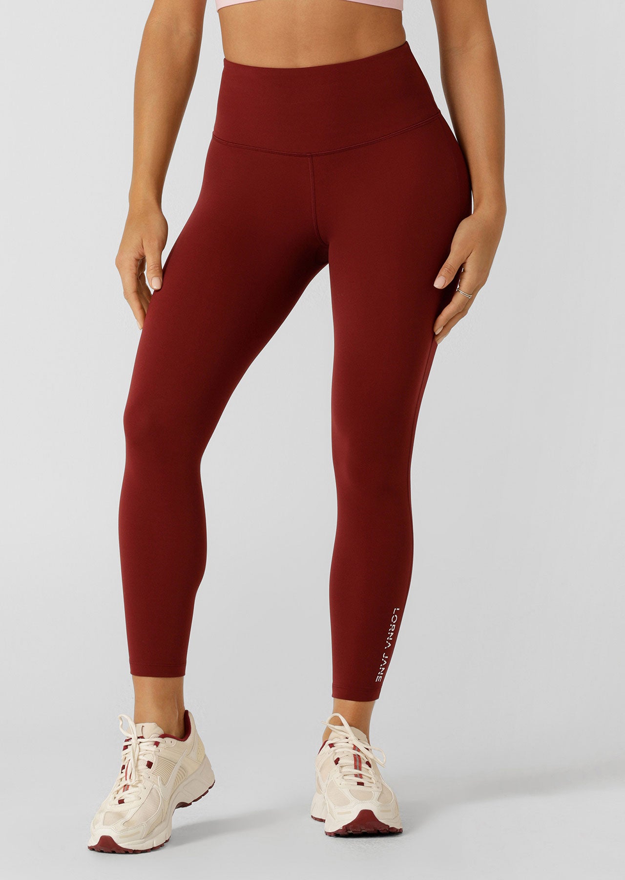 Lorna Jane Lotus No Chafe Phone Pocket Ankle Biter Leggings - Merlot
