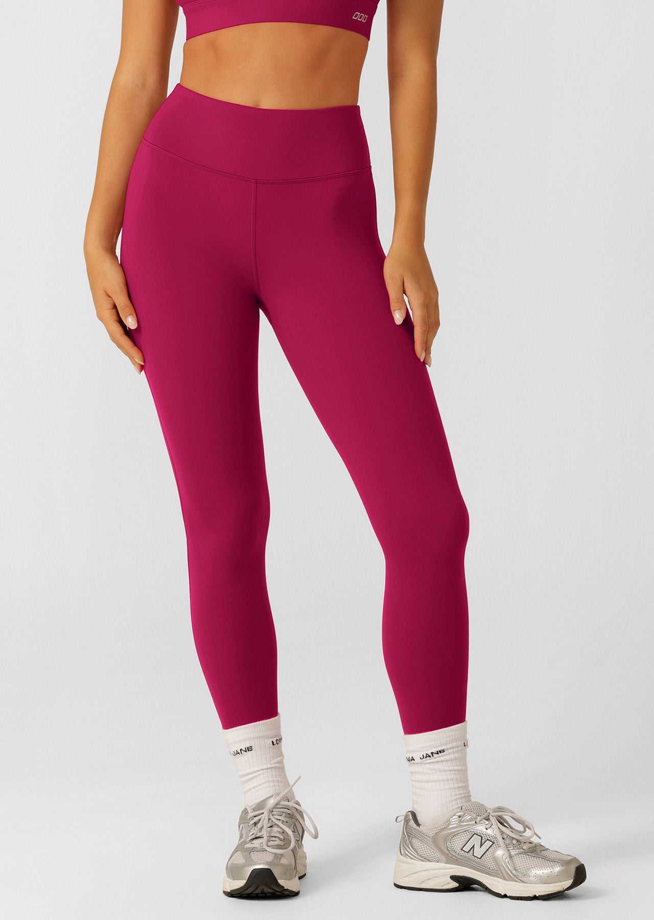 Lorna Jane Lotus No Chafe Phone Pocket Ankle Biter Leggings - Persian Rose