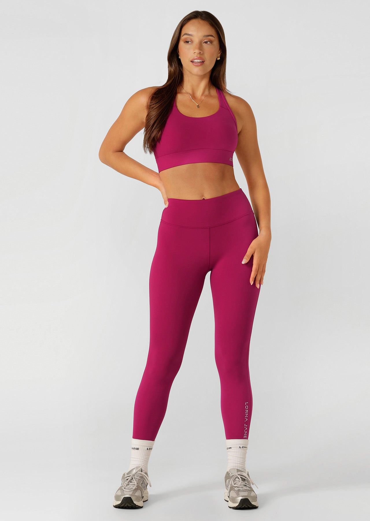 Lorna Jane Lotus No Chafe Phone Pocket Ankle Biter Leggings - Persian Rose