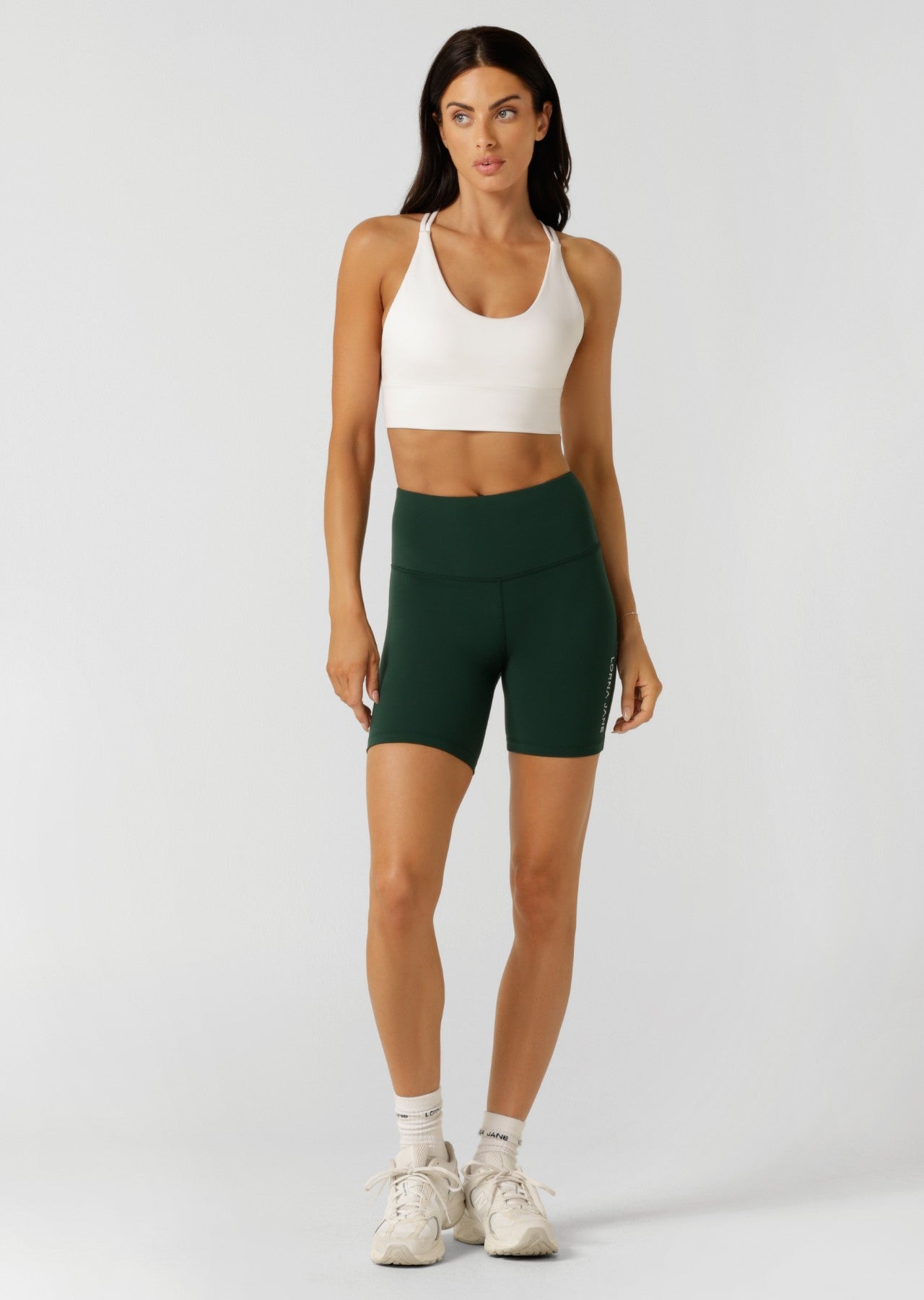 Lorna Jane Lotus No Chafe Phone Pocket 16cm Bike Shorts - Dark Green