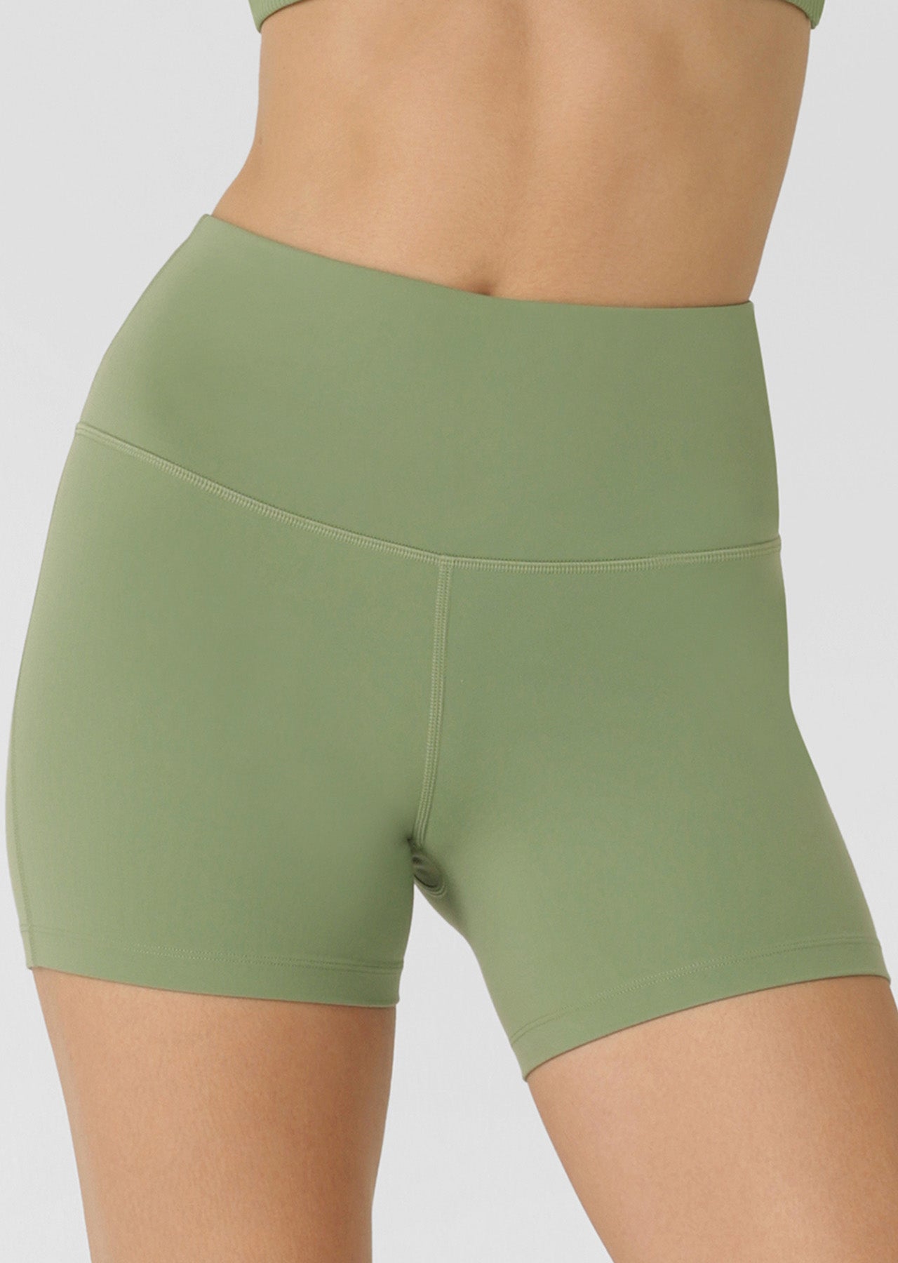 Lorna Jane Lotus No Chafe Phone Pocket 12cm Bike Shorts - Green Goodness