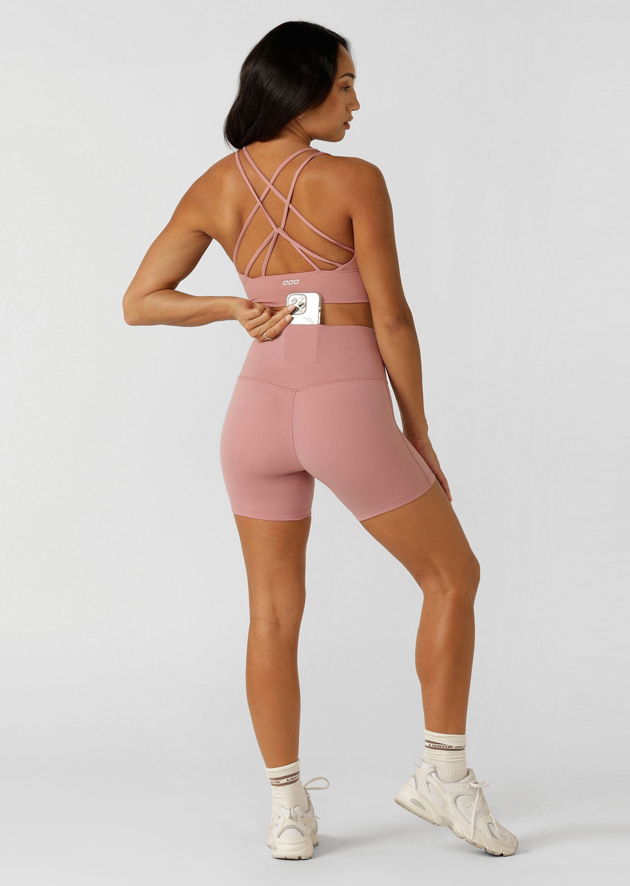 Lorna Jane Lotus No Chafe Phone Pocket 12cm Bike Shorts - Wild Rose