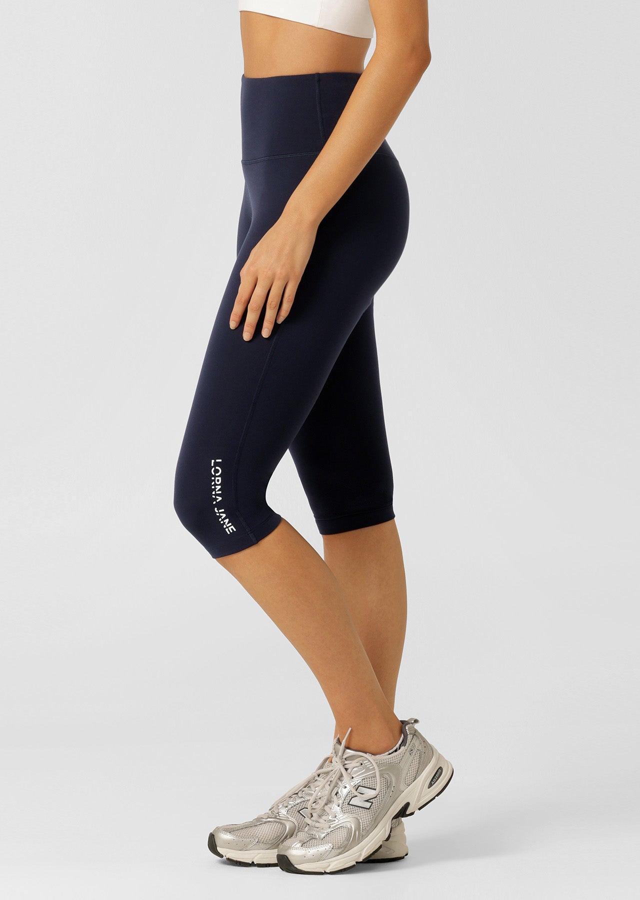 Lorna Jane Lotus No Chafe Phone Pocket 3/4 Leggings - Midnight Blue