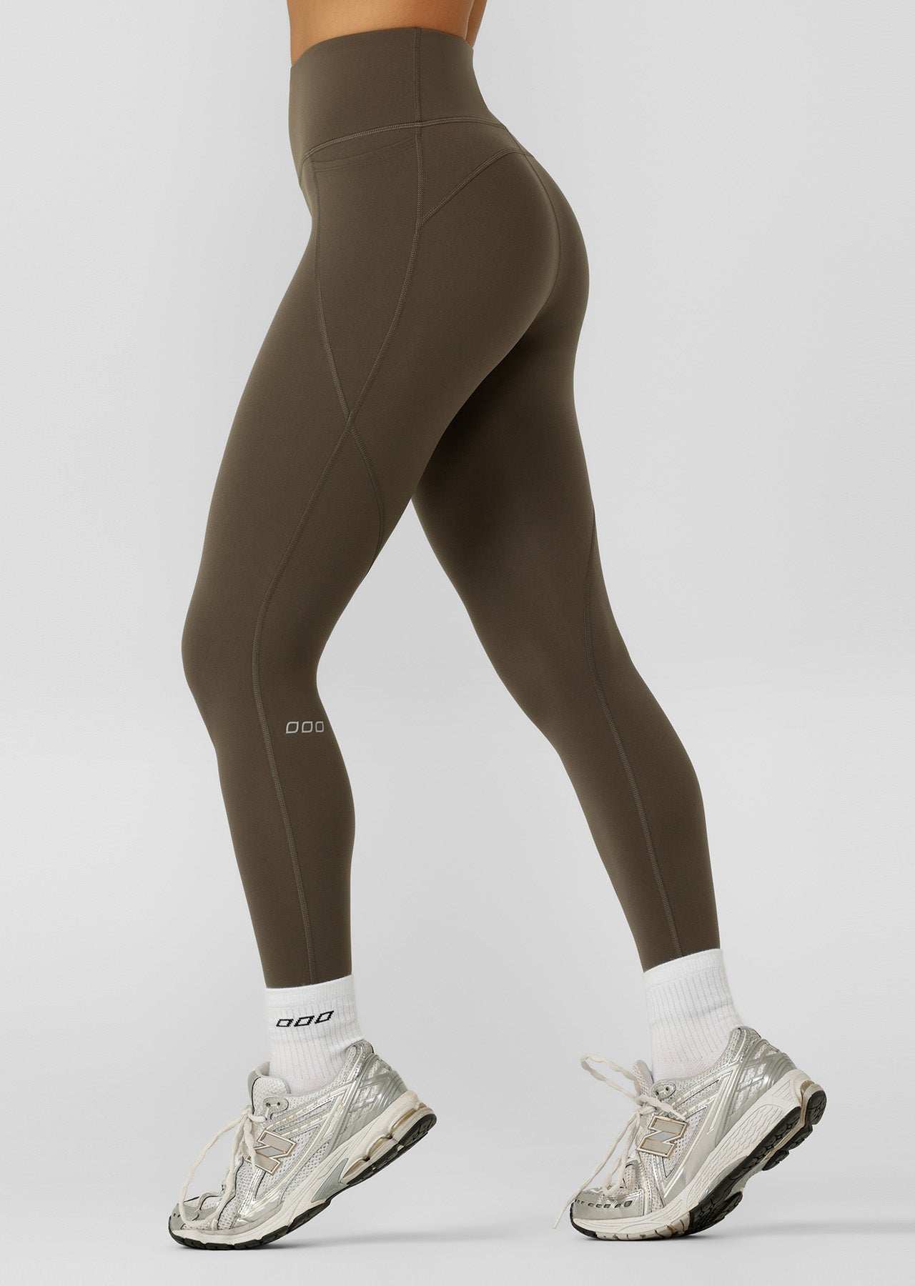 Lorna Jane Amy No Chafe Phone Pocket Full Length Leggings - Dark Khaki Haze