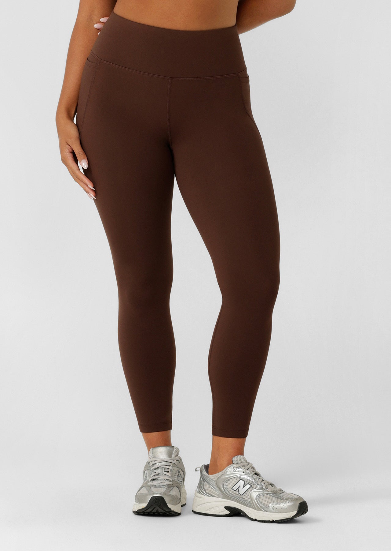 Lorna Jane Amy No Chafe Phone Pocket Full Length Leggings - Espresso