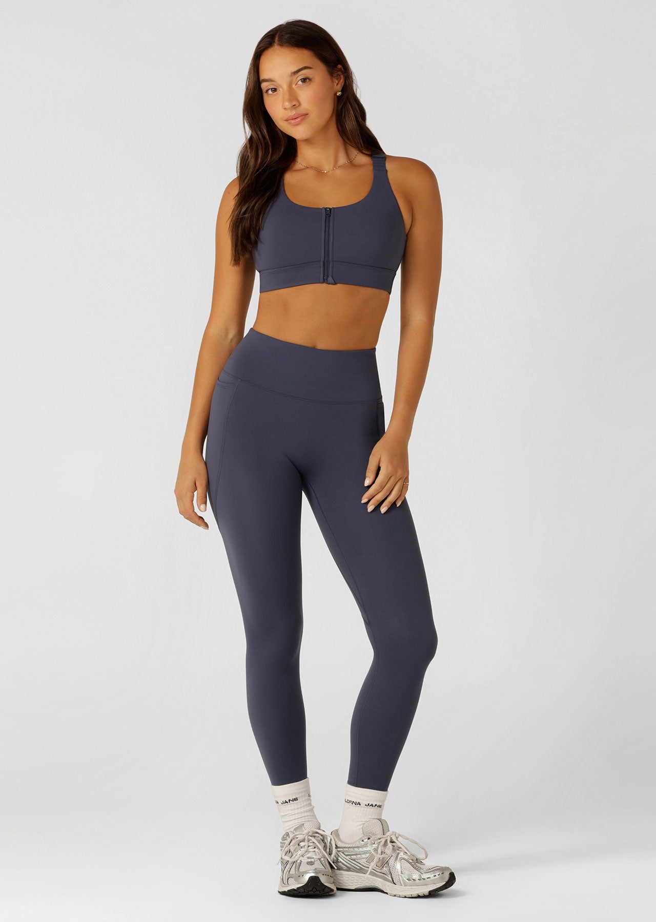 Lorna Jane Easy Zip On Max Support Sports Bra - Ash Blue