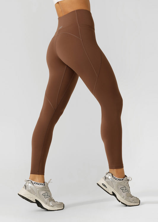 Lorna Jane Amy No Ride Phone Pocket Full Length Leggings - Chocolate