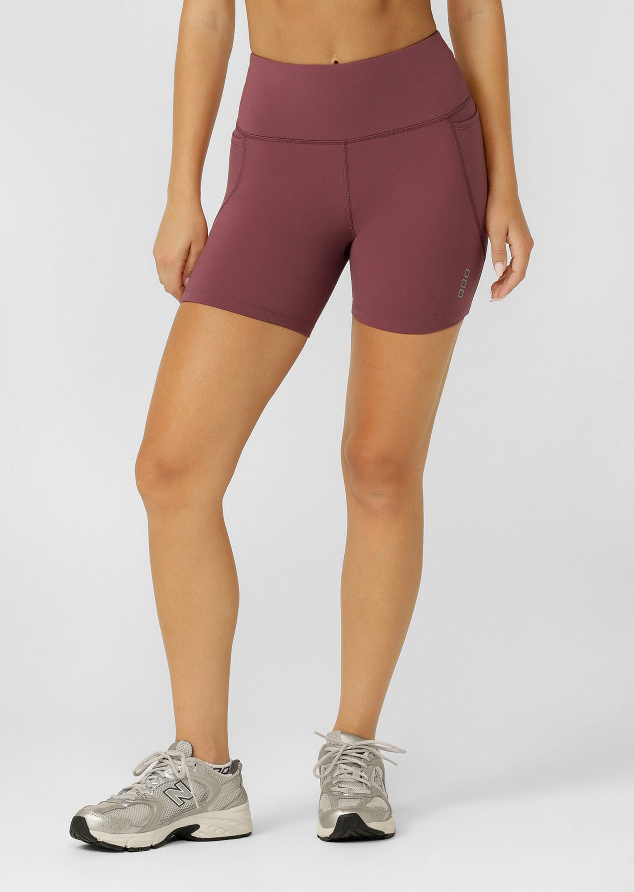 Lorna Jane Amy No Chafe Phone Pocket 14cm Bike Shorts - Dark Rose Blush