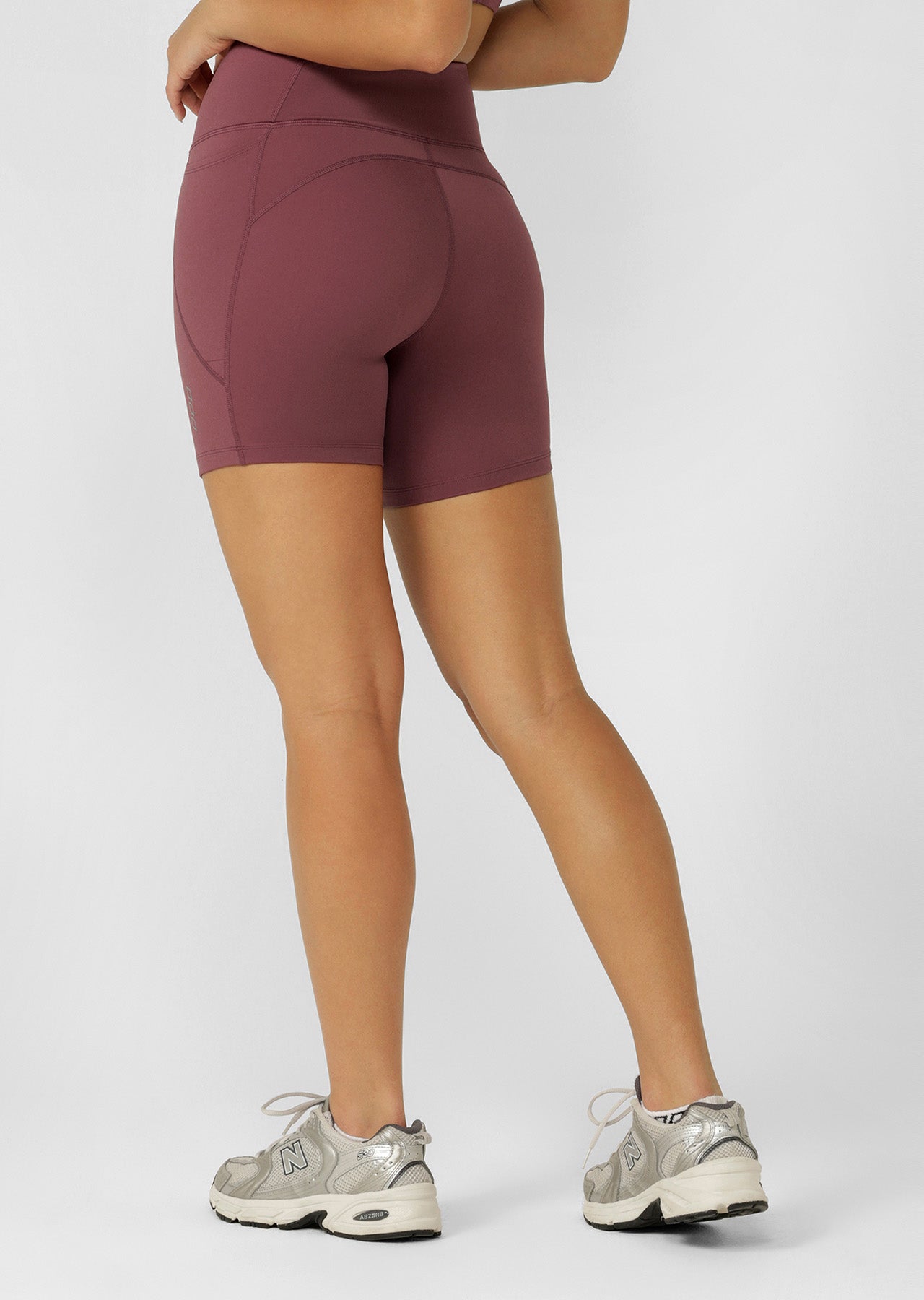 Lorna Jane Amy No Chafe Phone Pocket 14cm Bike Shorts - Dark Rose Blush