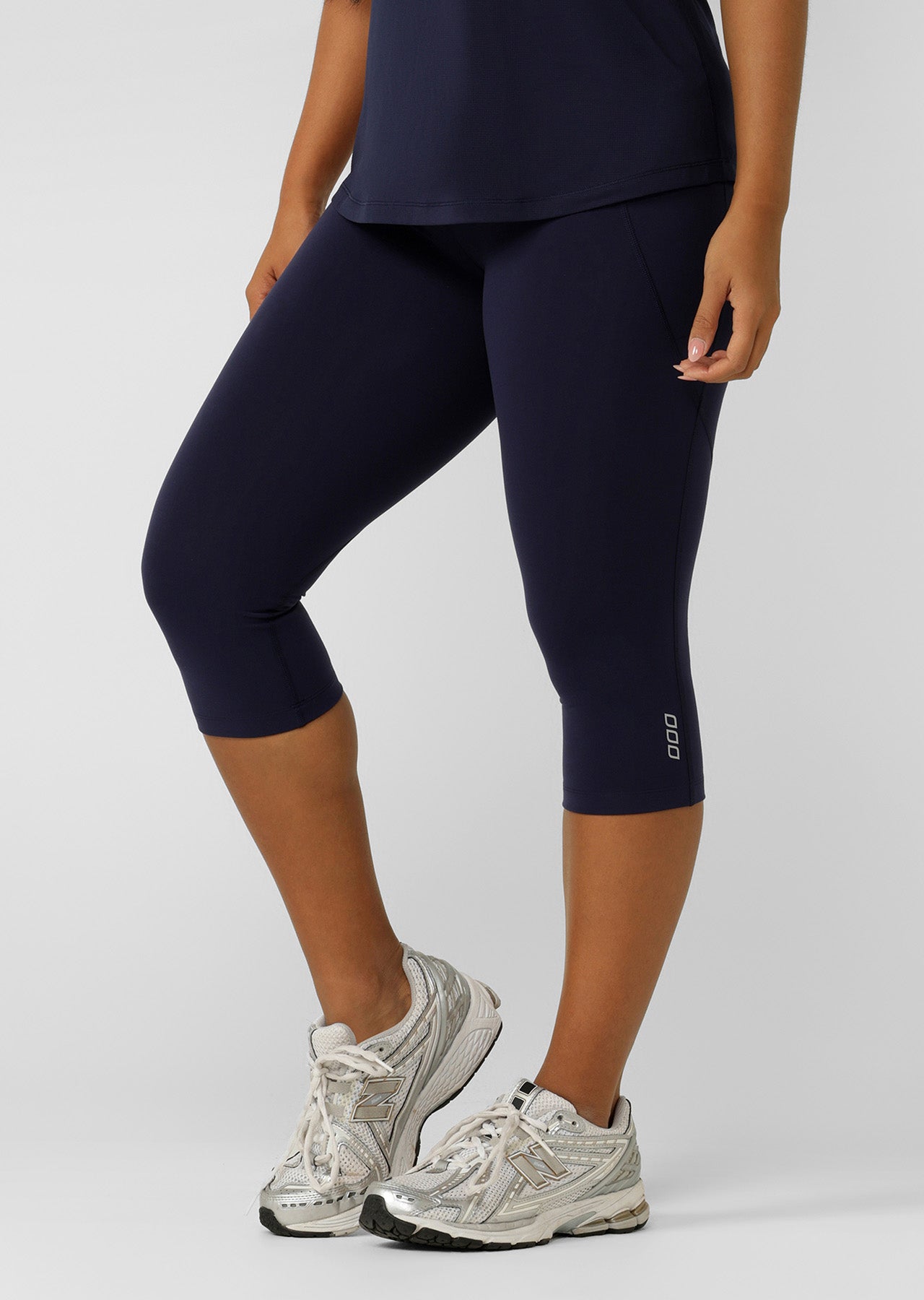 Lorna Jane Amy No Chafe Phone Pocket 3/4 Leggings - French Navy