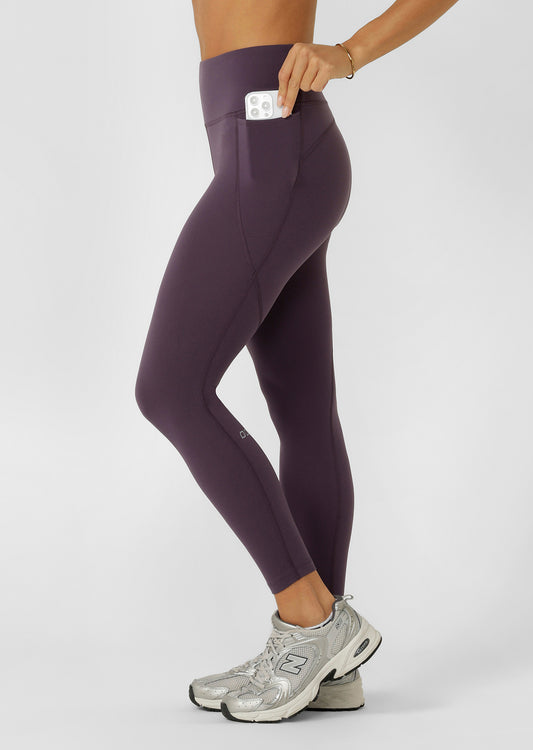Lorna Jane Amy No Chafe Phone Pocket Ankle Biter Leggings - Midnight Plum