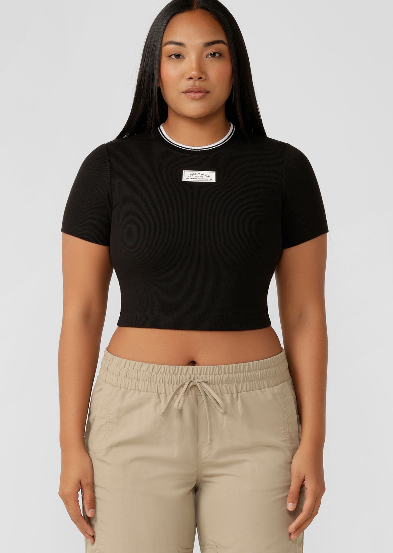 Lorna Jane Tie Breaker Cropped Tee - Black