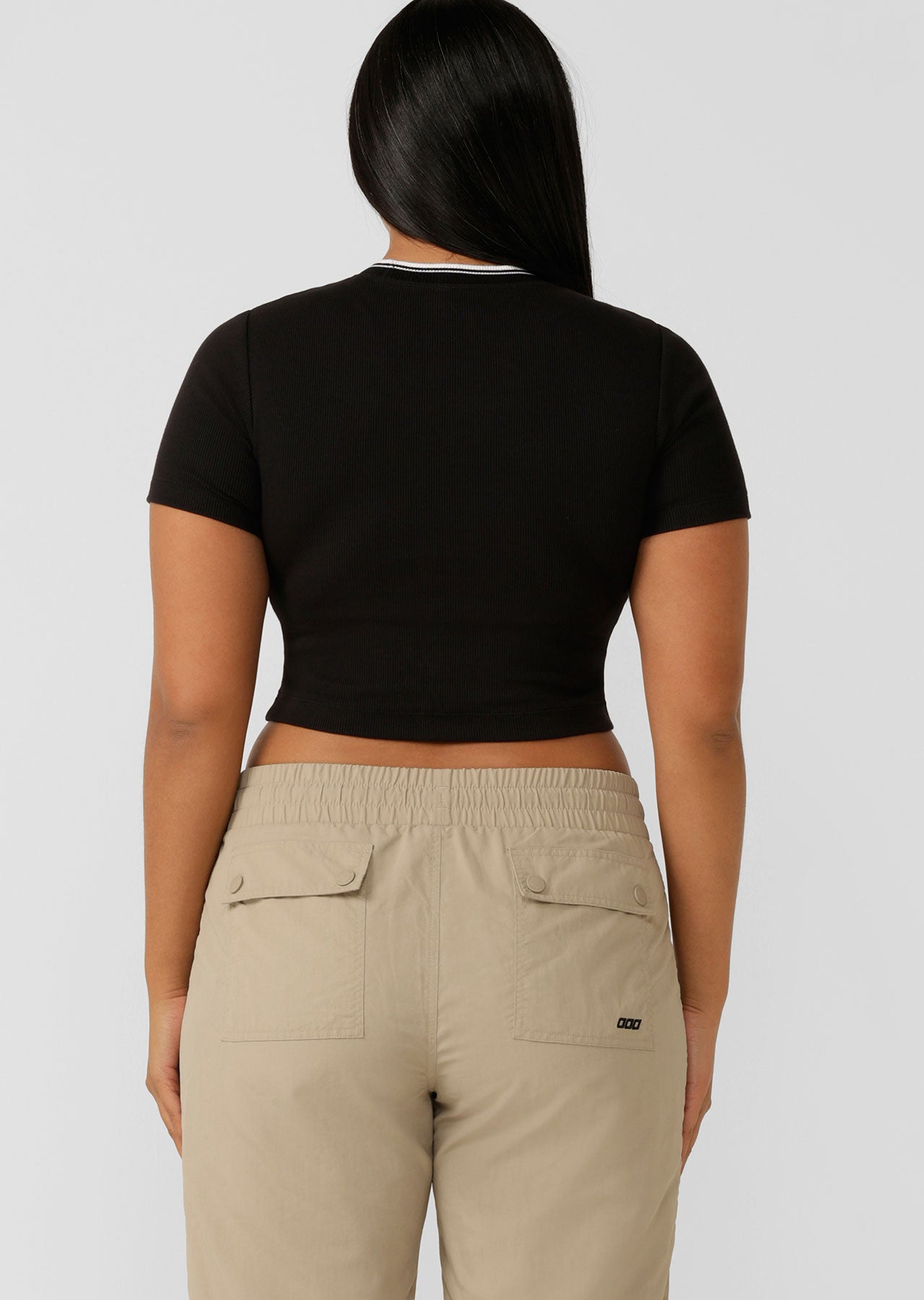 Lorna Jane Tie Breaker Cropped Tee - Black