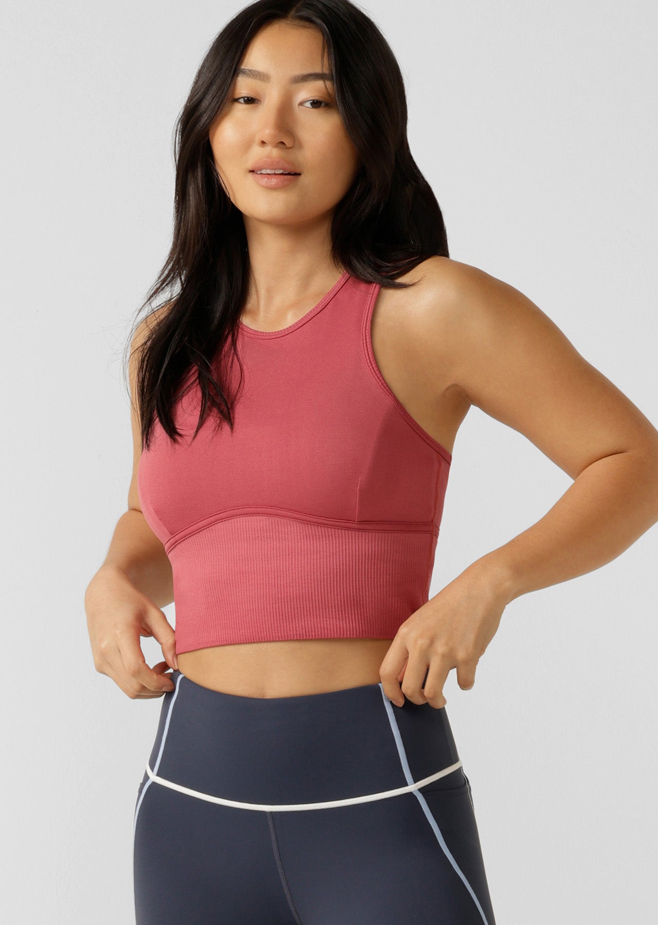 Lorna Jane Seamless Contour Cropped Tank - Raspberry Sorbet