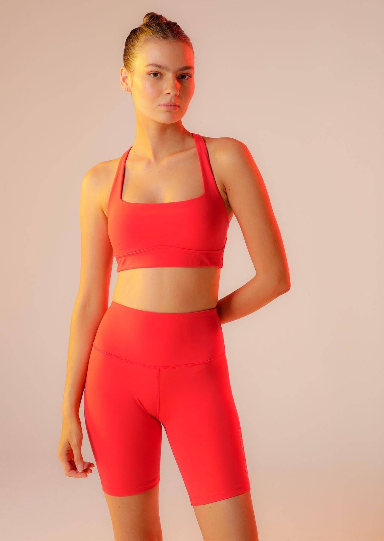 Lorna Jane Lotus Recycled Bike Shorts - Hot Tomato