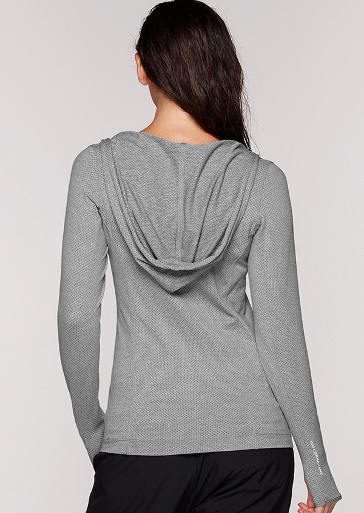 Lorna Jane Abbey Hooded Excel L/Slv Top - Grey Marl