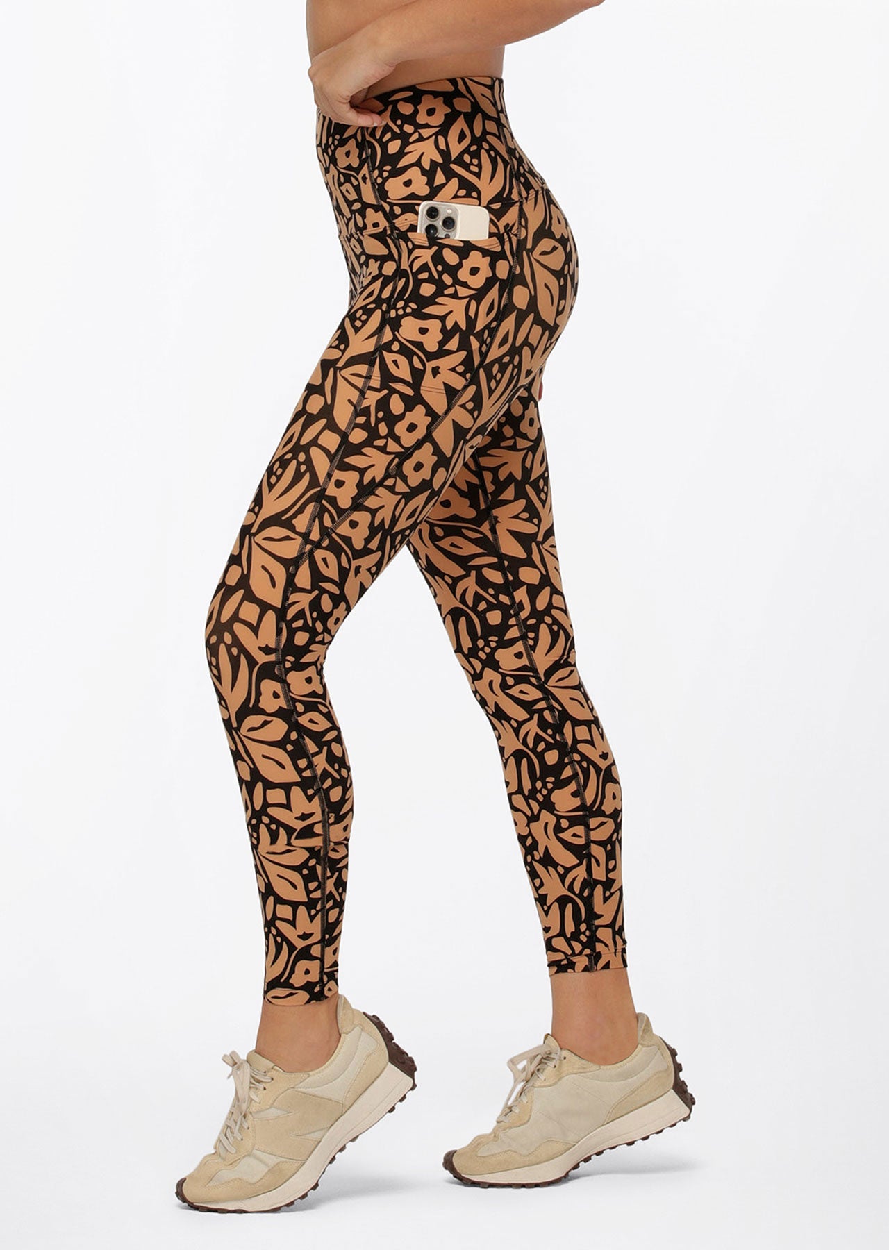 Lorna Jane Abstract Floral Phone Pocket Full Length Leggings - Abstract Floral Print