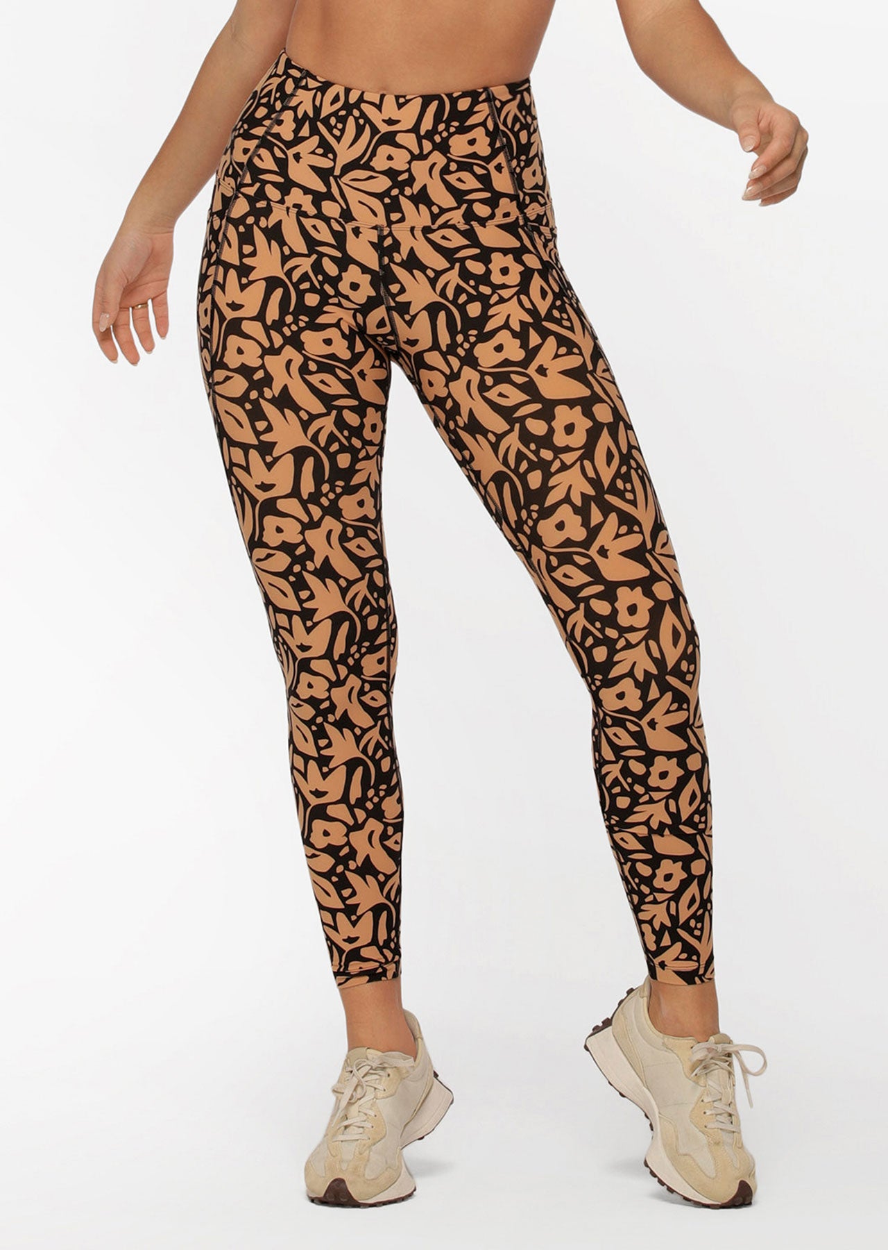 Lorna Jane Abstract Floral Phone Pocket Full Length Leggings - Abstract Floral Print