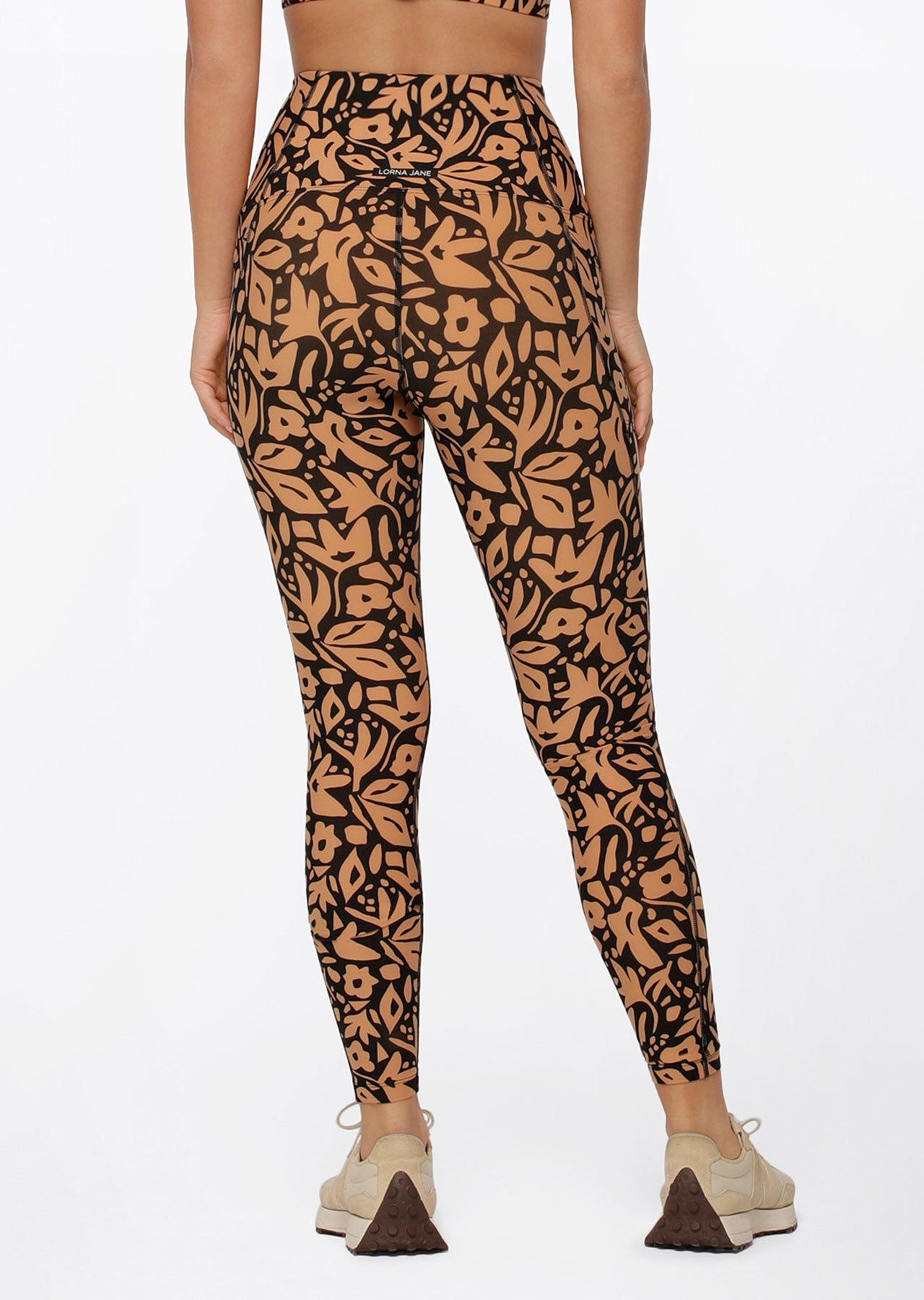 Lorna Jane Abstract Floral Phone Pocket Full Length Leggings - Abstract Floral Print