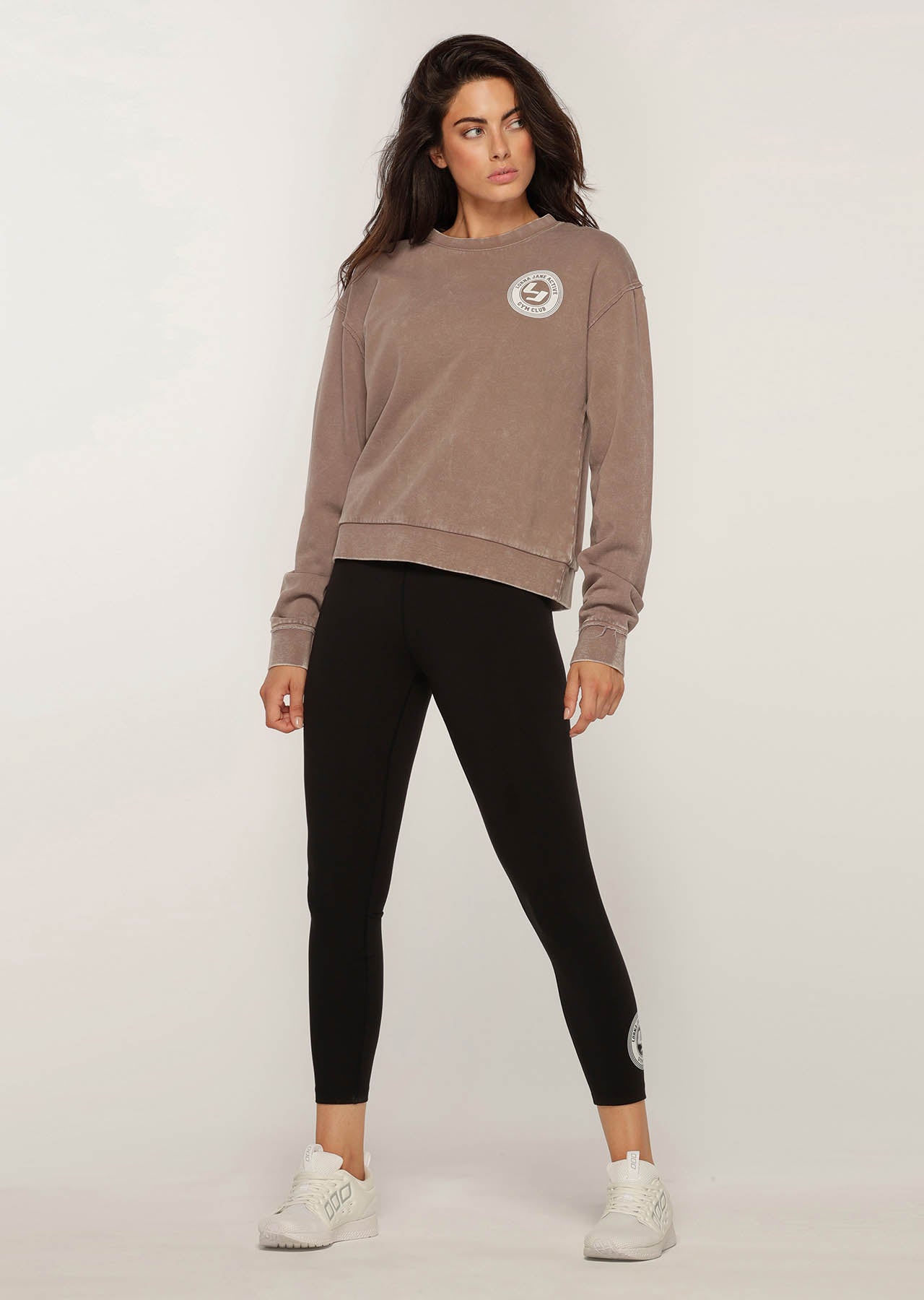 Lorna Jane Acid Wash Boyfriend Sweat - Washed Bone