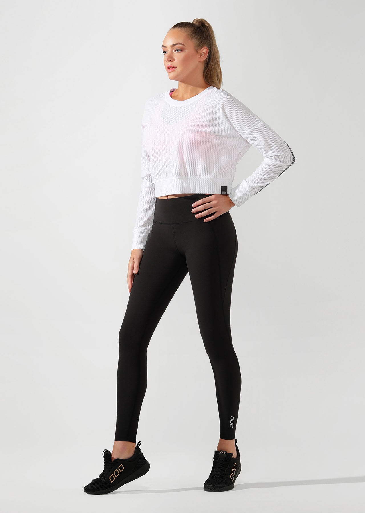 Lorna Jane Action Mesh Cropped Active Top - White