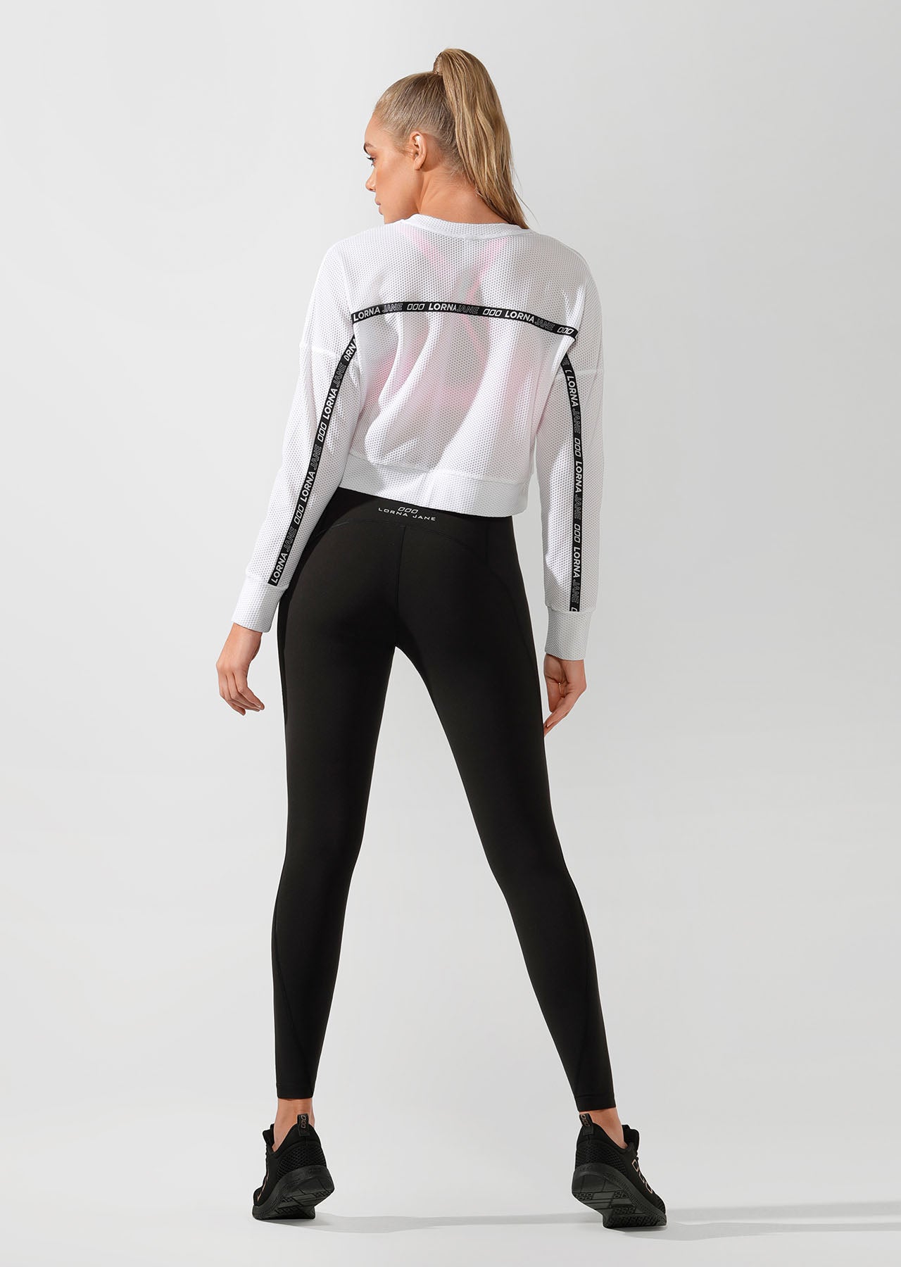 Lorna Jane Action Mesh Cropped Active Top - White