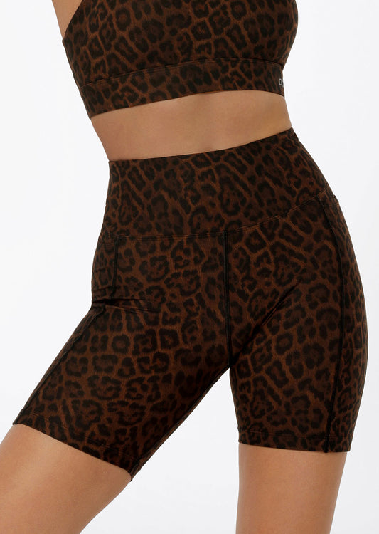 Lorna Jane Amy Phone Pocket Tech Bike Shorts - Cheetah Print