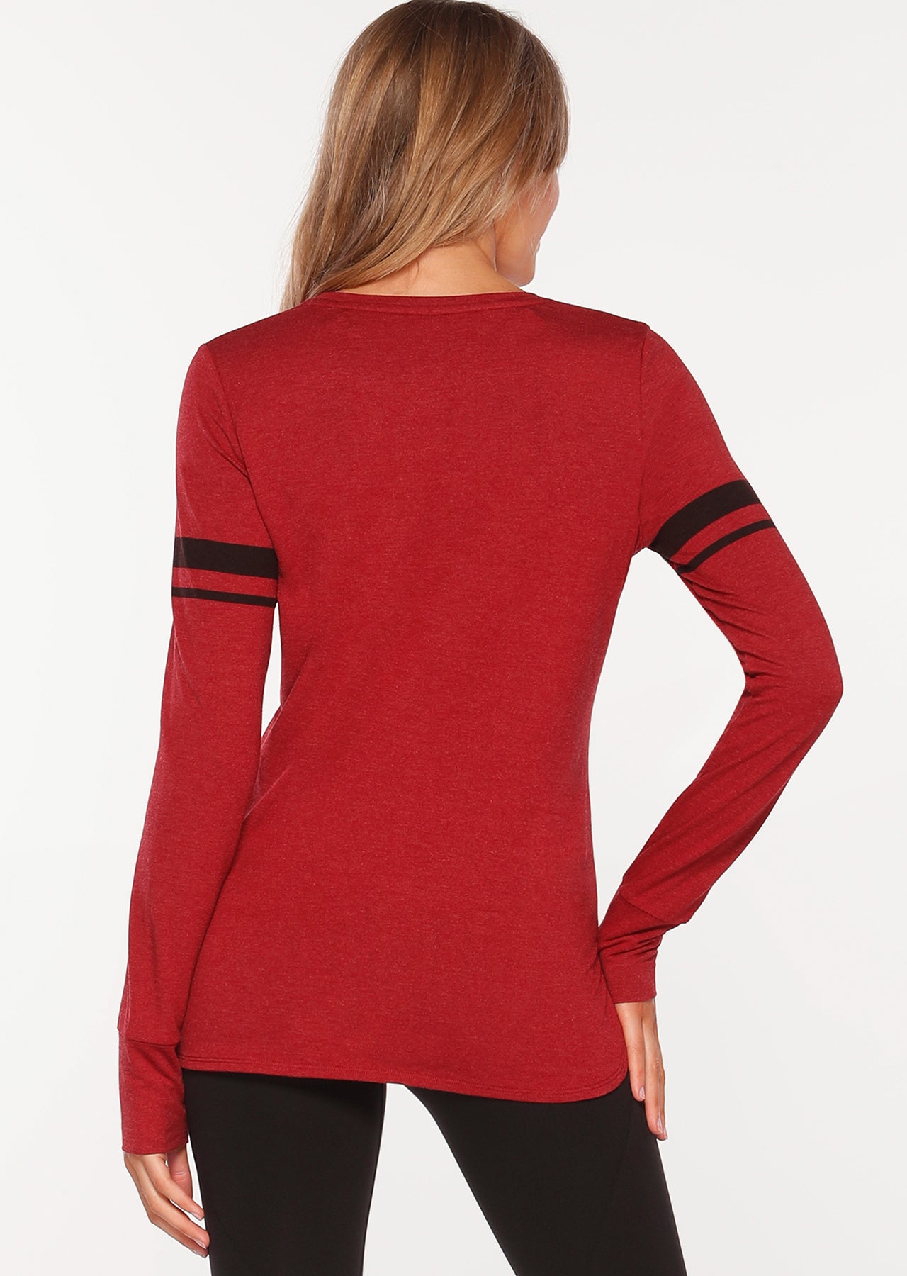 Lorna Jane Classic L/Slv Active Top - Dark Red Marl