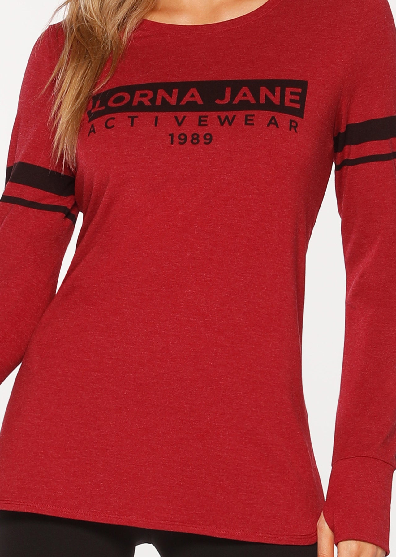 Lorna Jane Classic L/Slv Active Top - Dark Red Marl