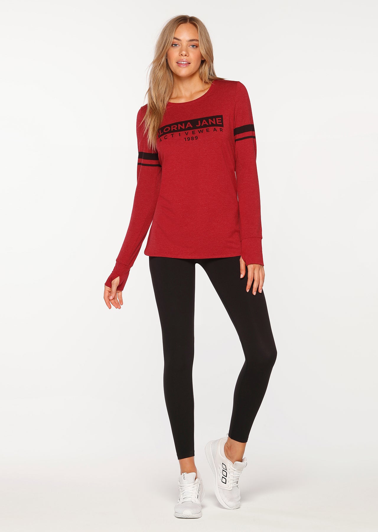 Lorna Jane Classic L/Slv Active Top - Dark Red Marl