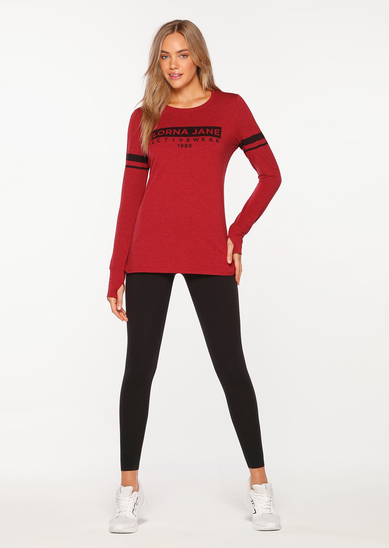 Lorna Jane Classic L/Slv Active Top - Dark Red Marl