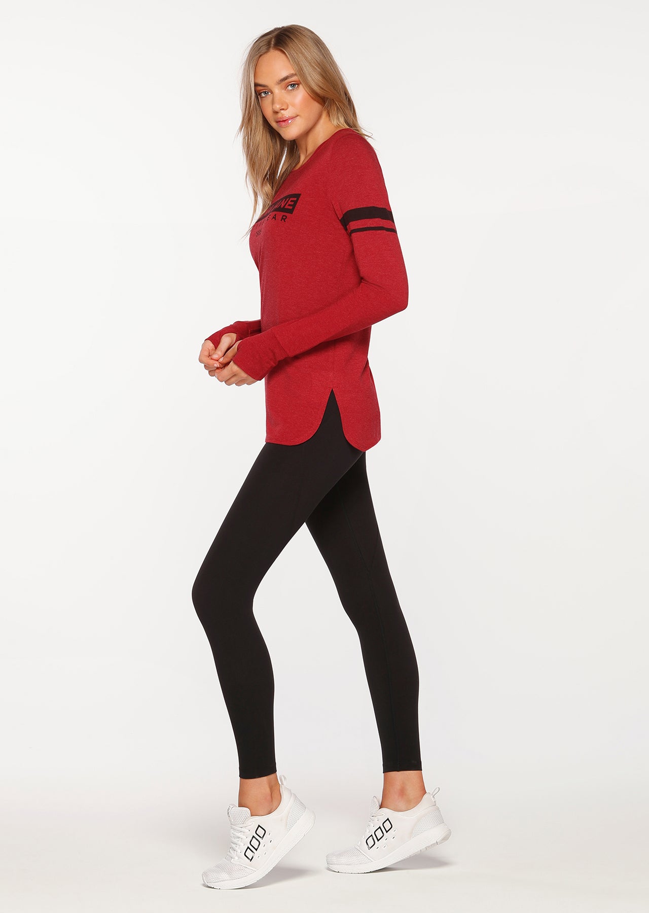 Lorna Jane Classic L/Slv Active Top - Dark Red Marl