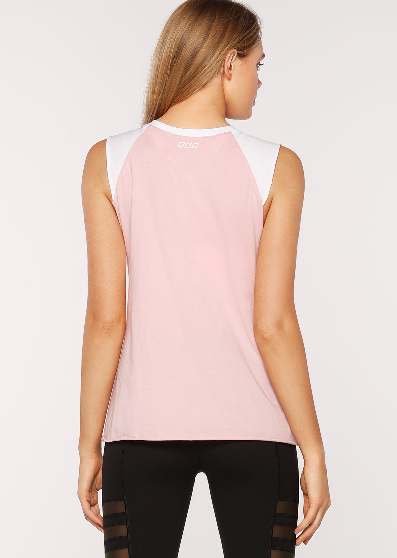 Lorna Jane Cool Vibes Tank - Pale Dusty Rose/White